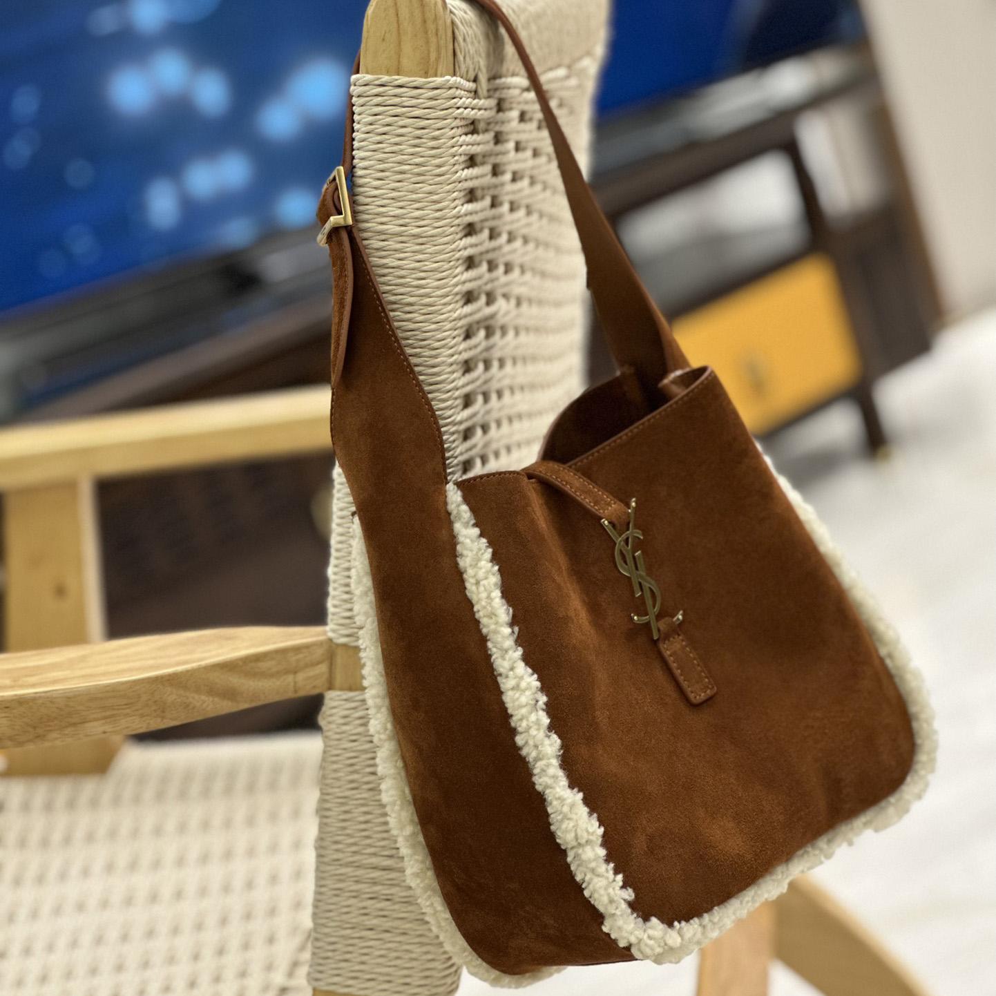 Saint Laurent LE 5 À 7 Supple Small In Suede And Shearling - 