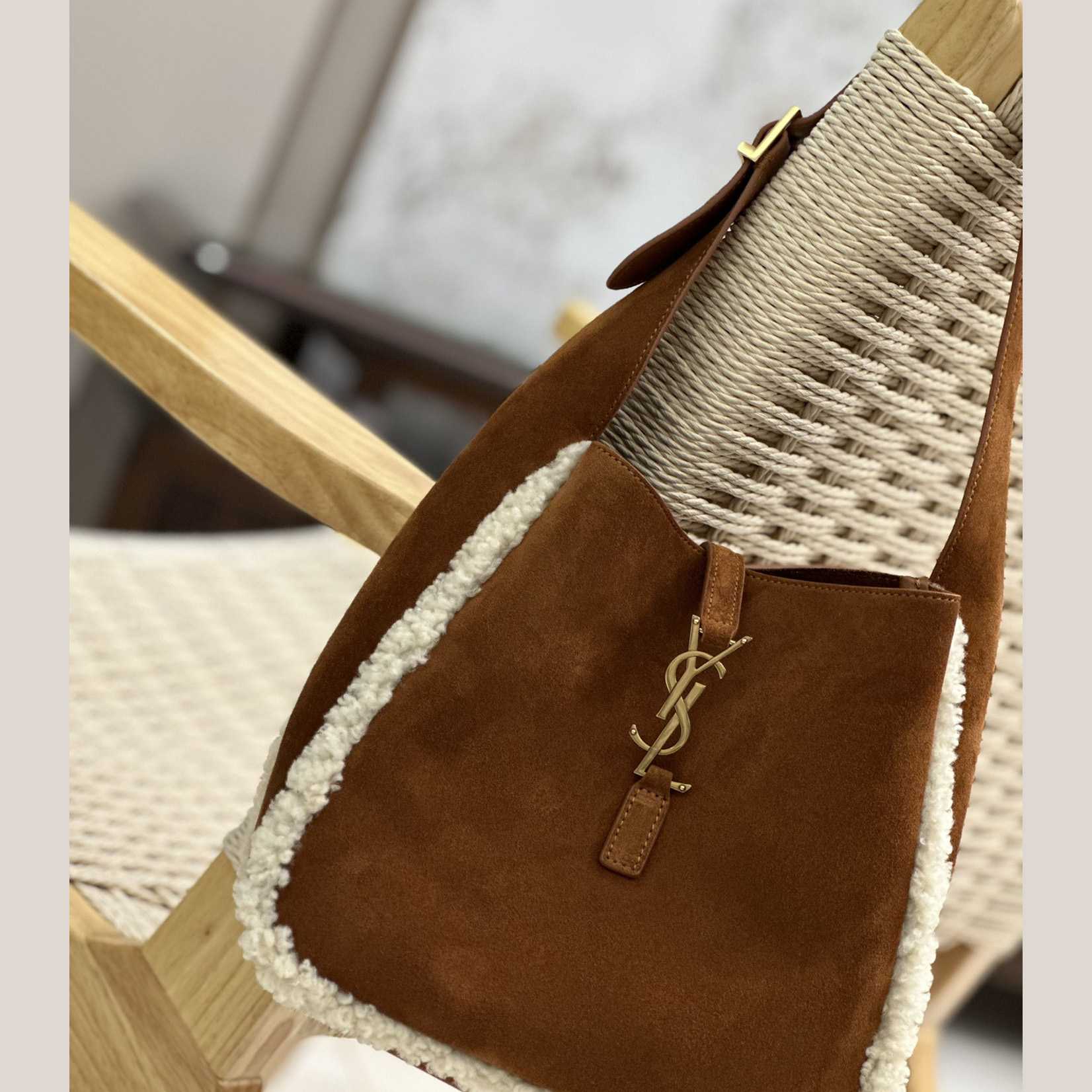 Saint Laurent LE 5 À 7 Supple Small In Suede And Shearling - 