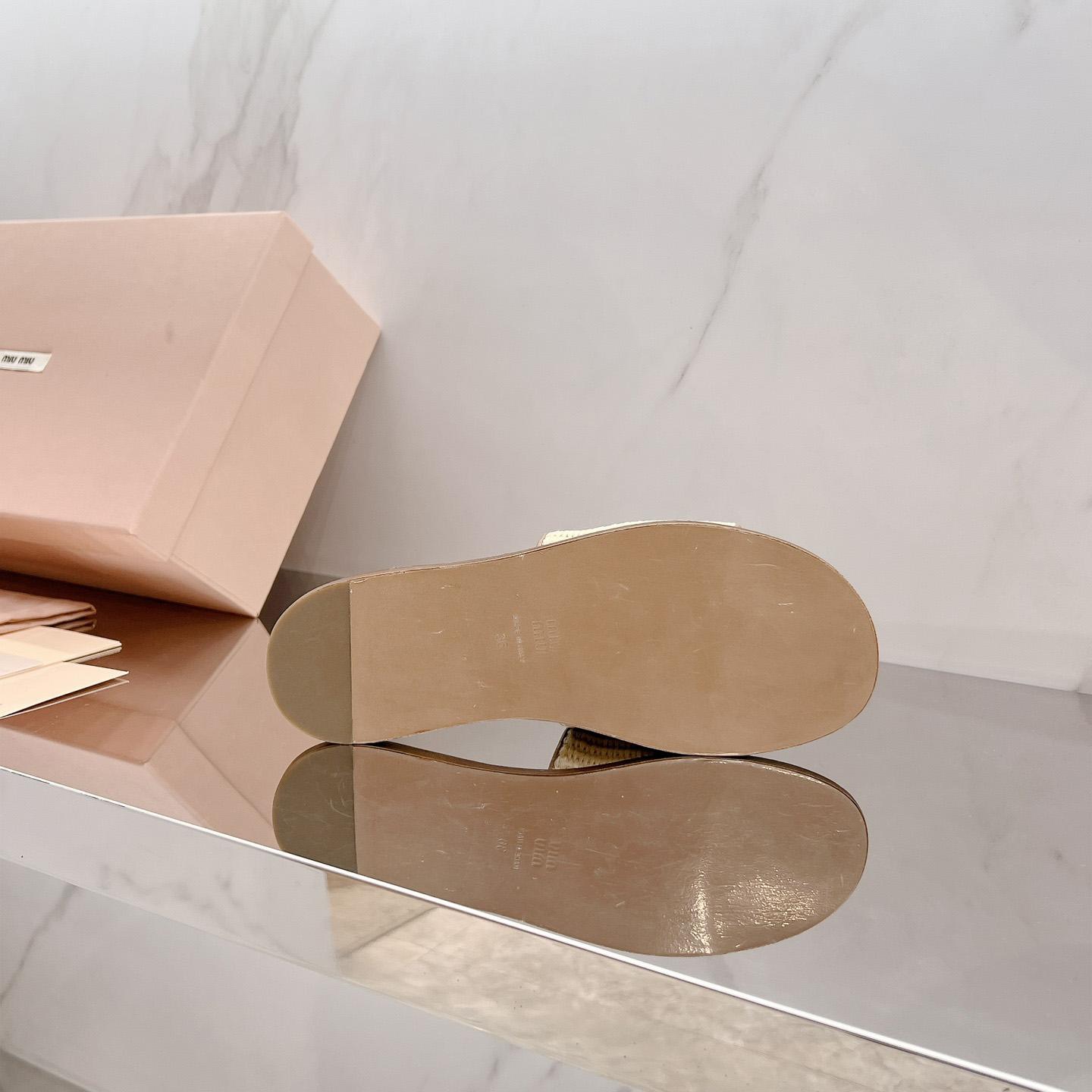 Miu Miu Raffia-effect Woven Fabric Slides - 