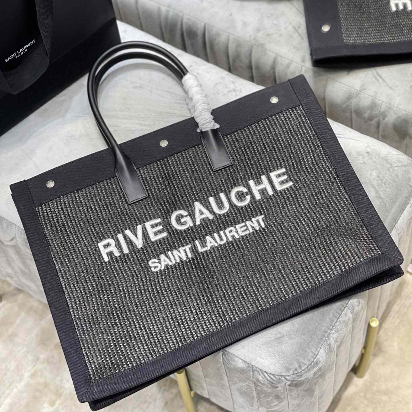Saint Laurent Rive Gauche Woven Tote Bag   48×36×16cm - 