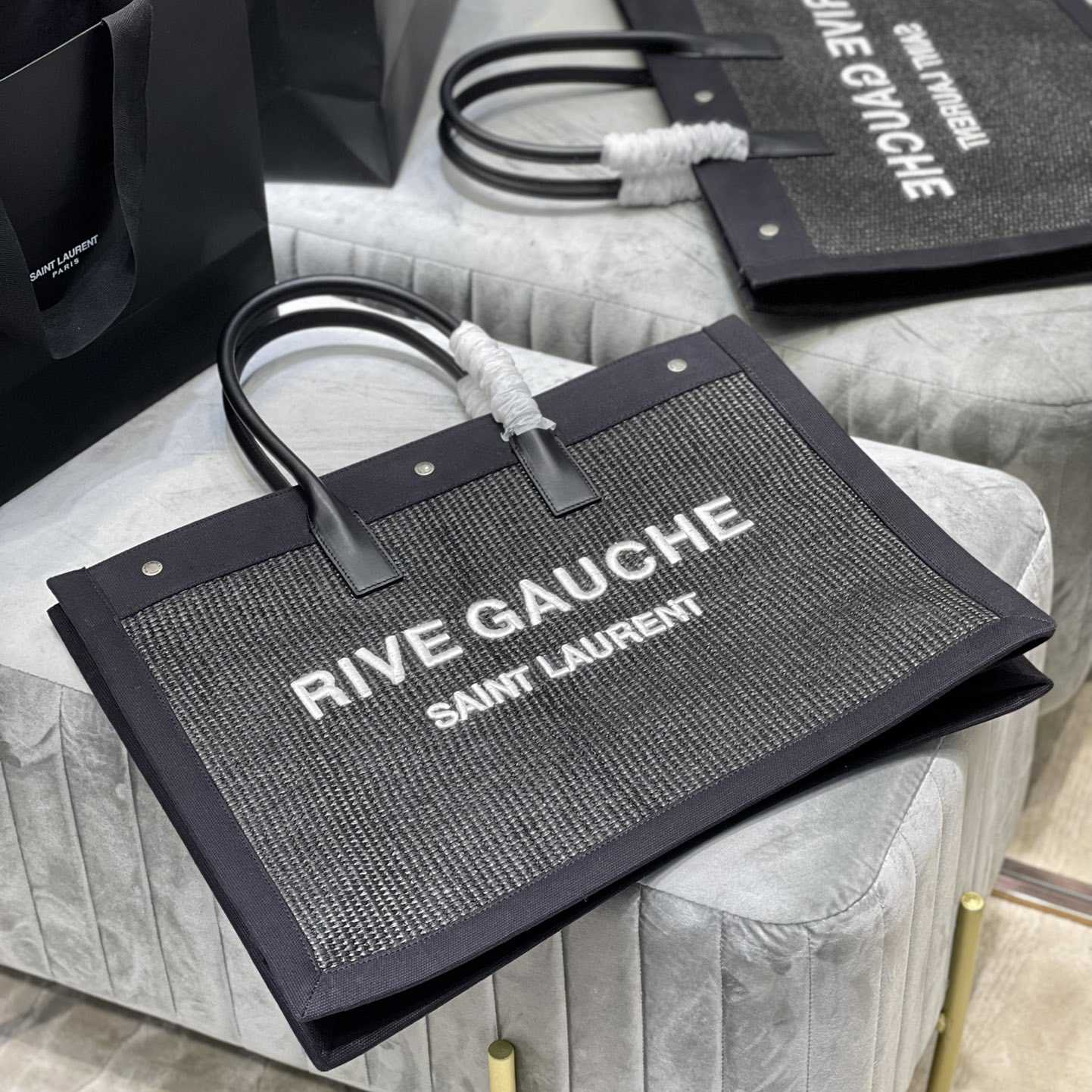 Saint Laurent Rive Gauche Woven Tote Bag   48×36×16cm - 