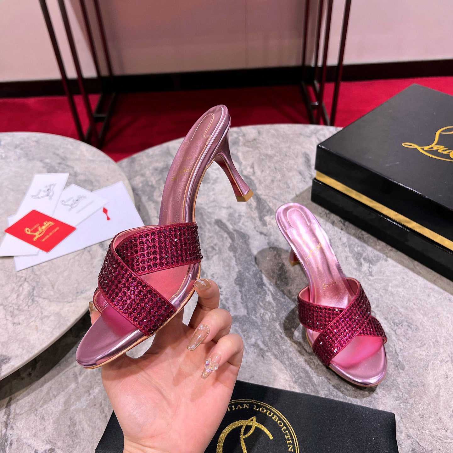 Christian Louboutin Mariza Is Back Strass 85mm Mules Sandals - 