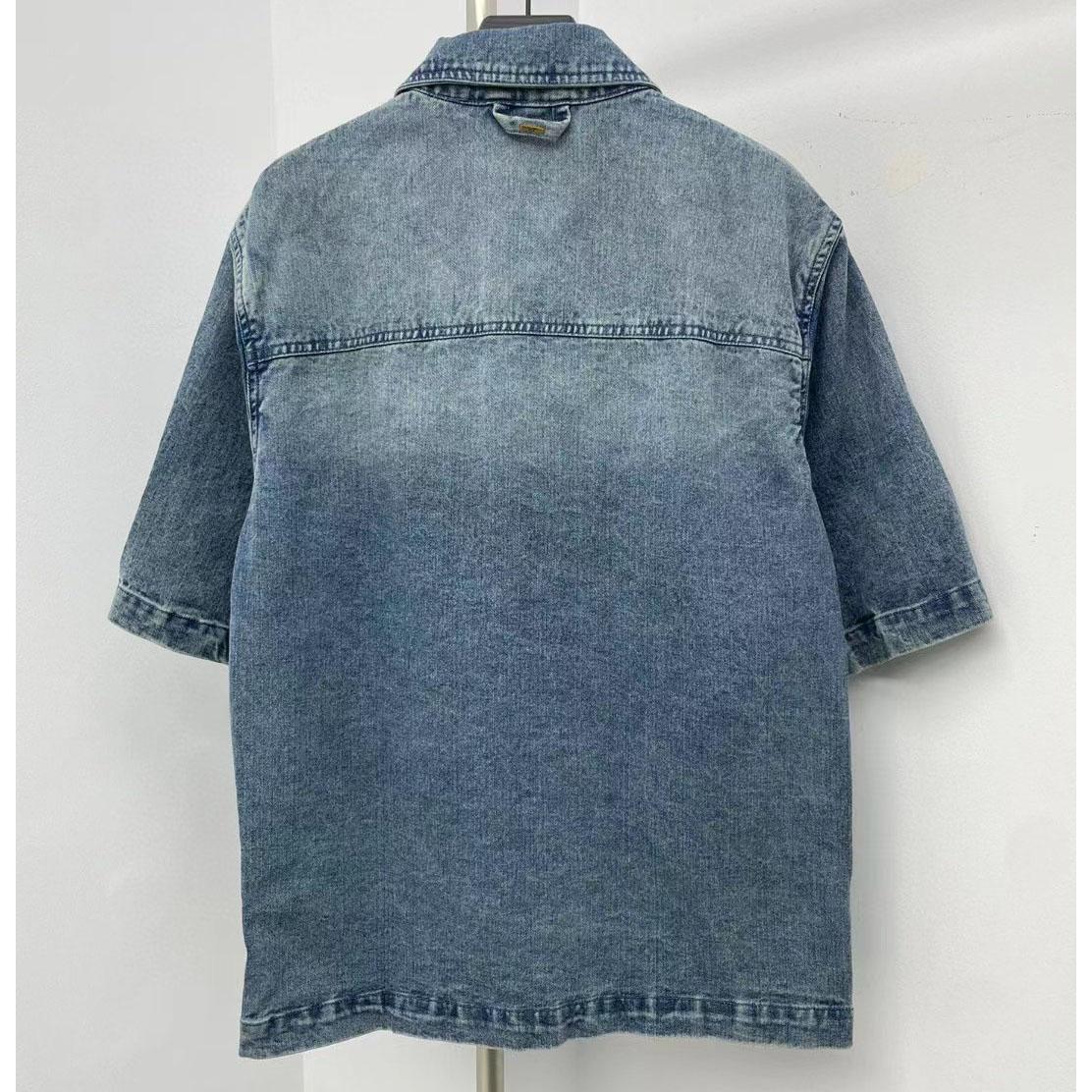 Louis Vuitton Short-Sleeved Denim Workwear Shirt  1ABLDG - 