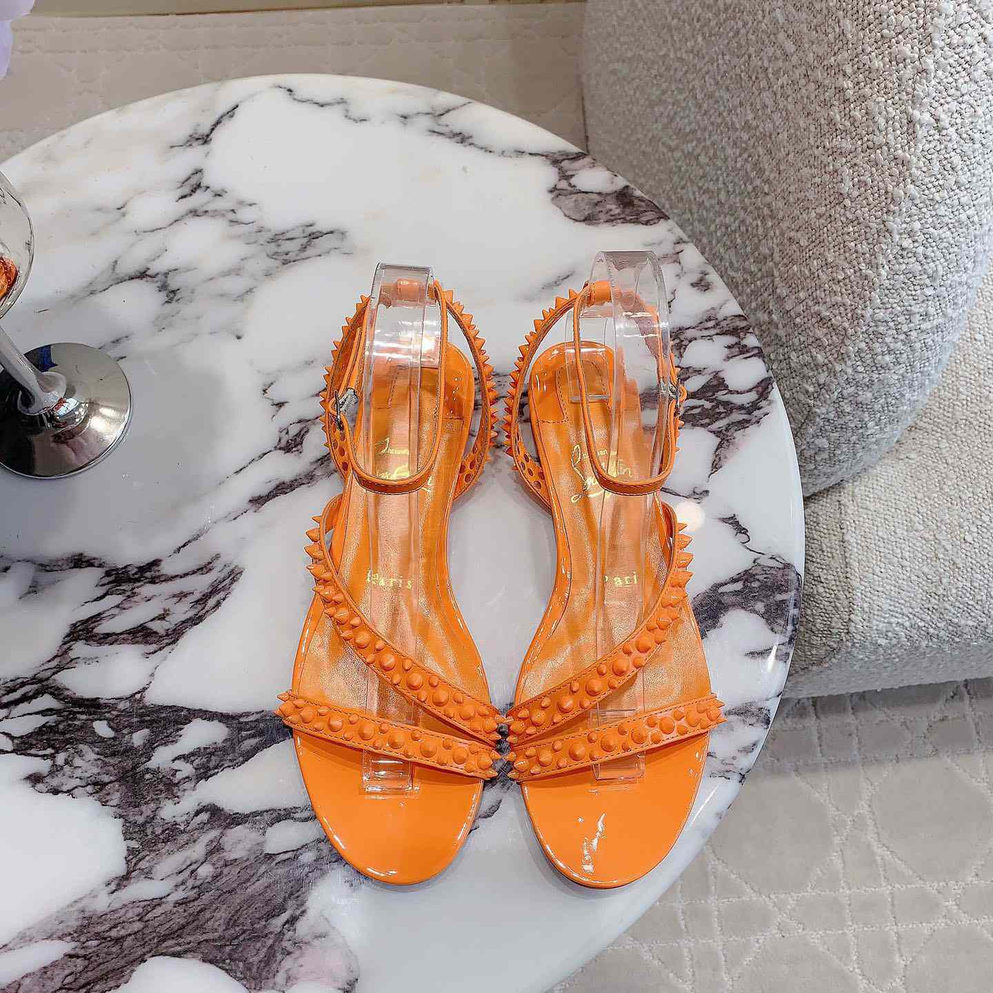 Christian Louboutin Mafaldina Spikes Leather Sandals - 