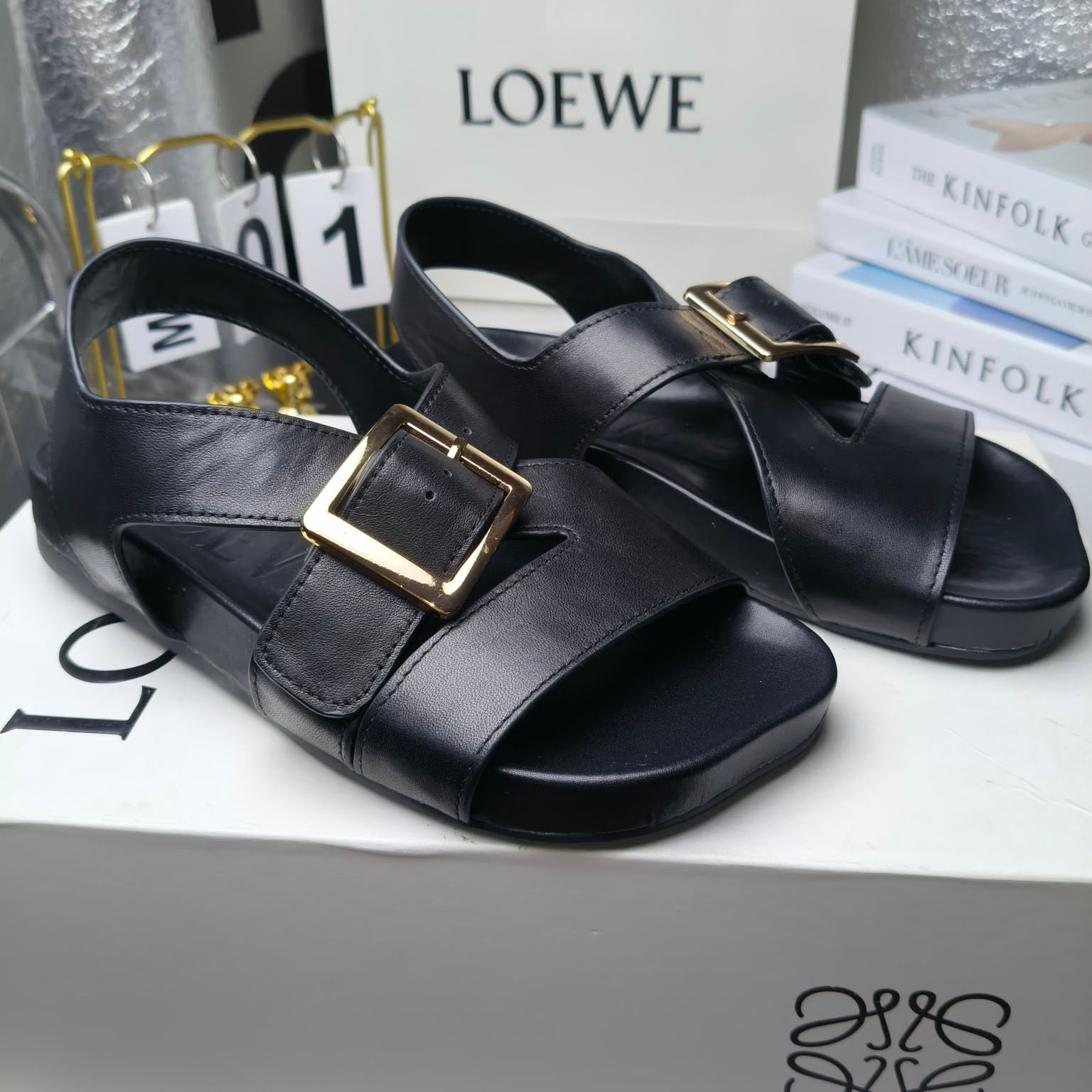 Loewe Ease Buckle Sandal In Vegetal Calfskin - 