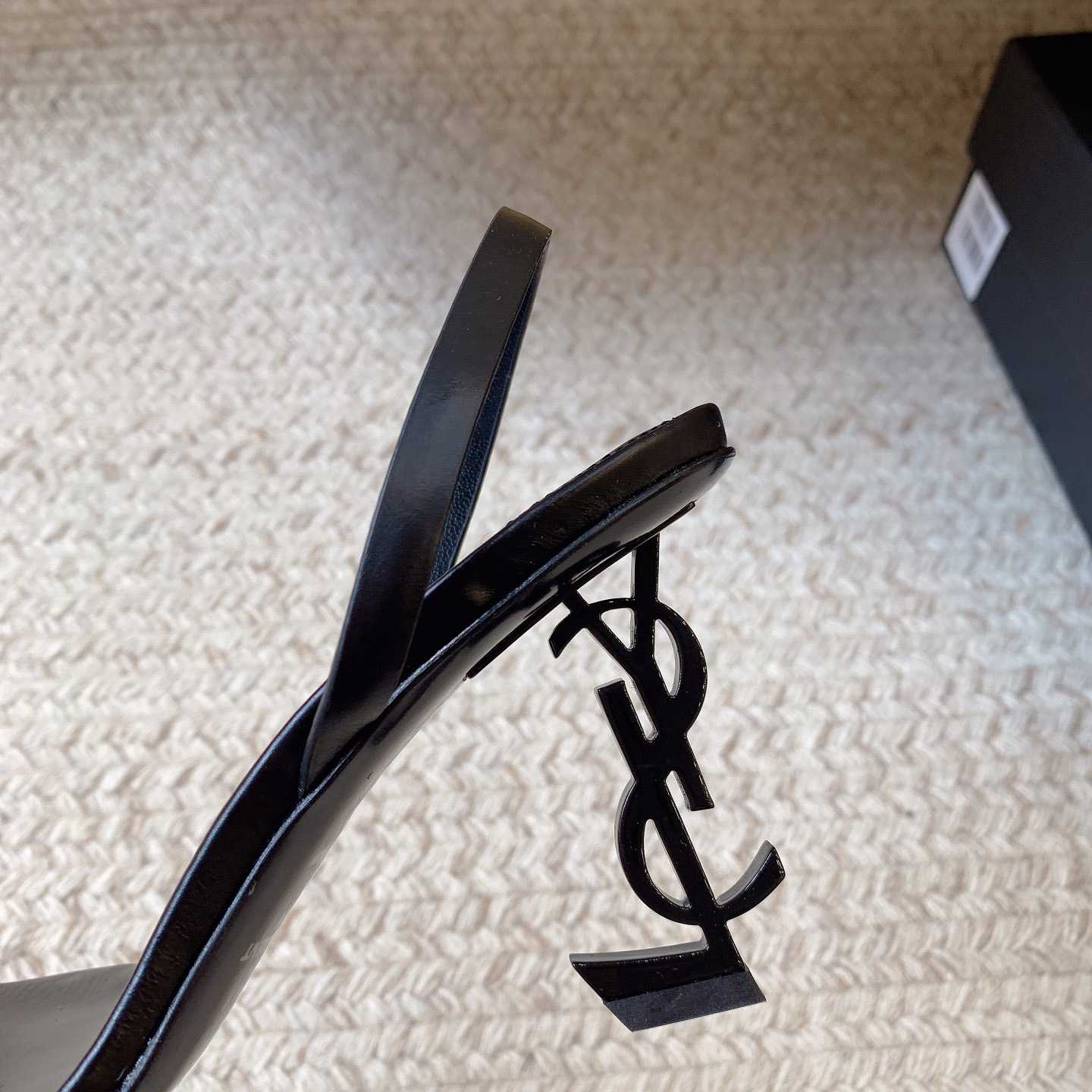 Saint Laurent Women's Brown Opyum 85 Leather Slingback Sandals - 