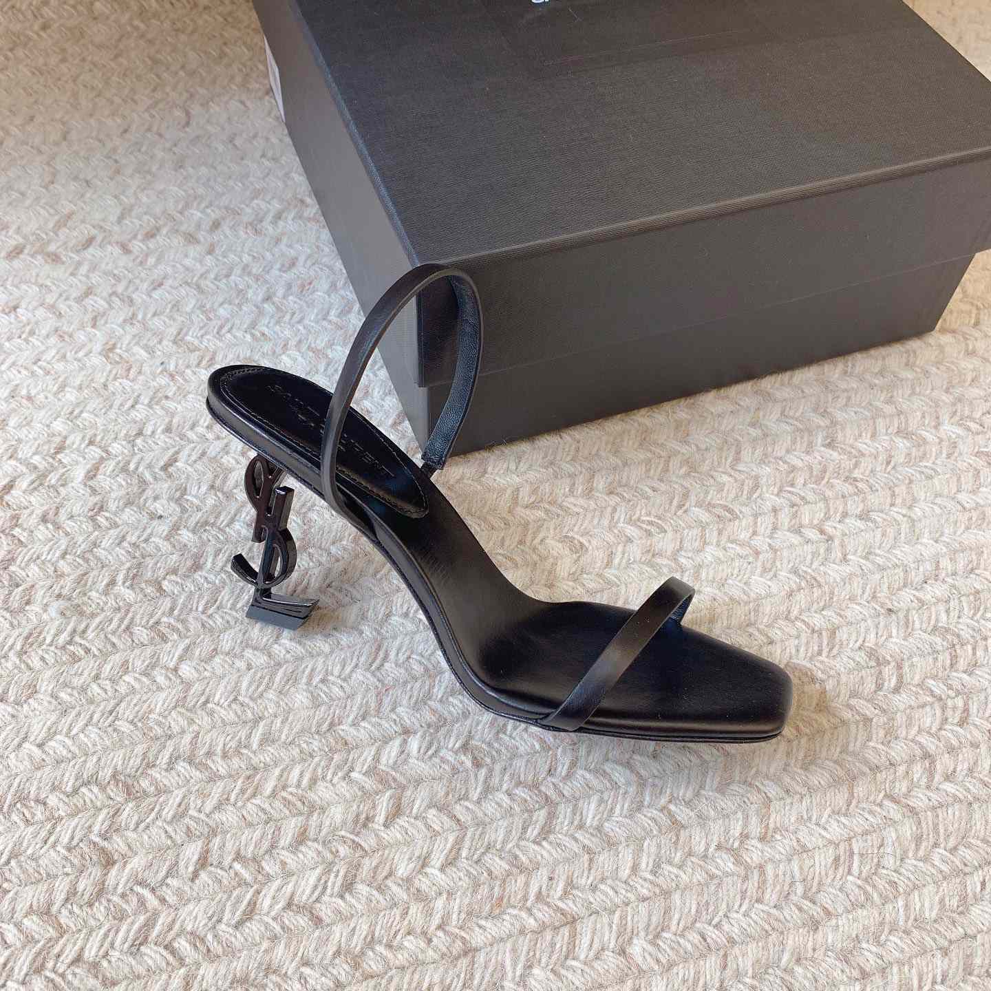 Saint Laurent Women's Brown Opyum 85 Leather Slingback Sandals - 