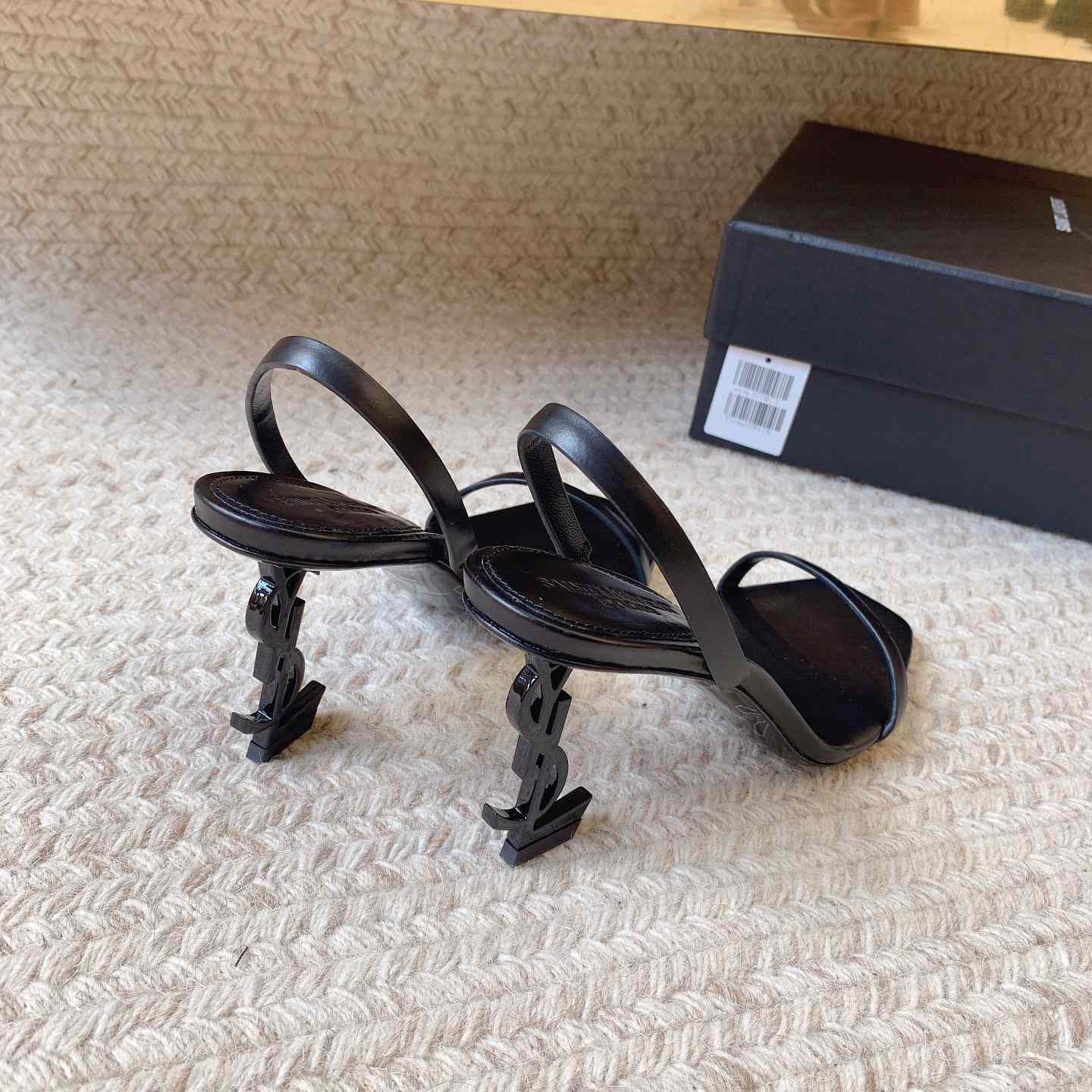 Saint Laurent Women's Brown Opyum 85 Leather Slingback Sandals - 