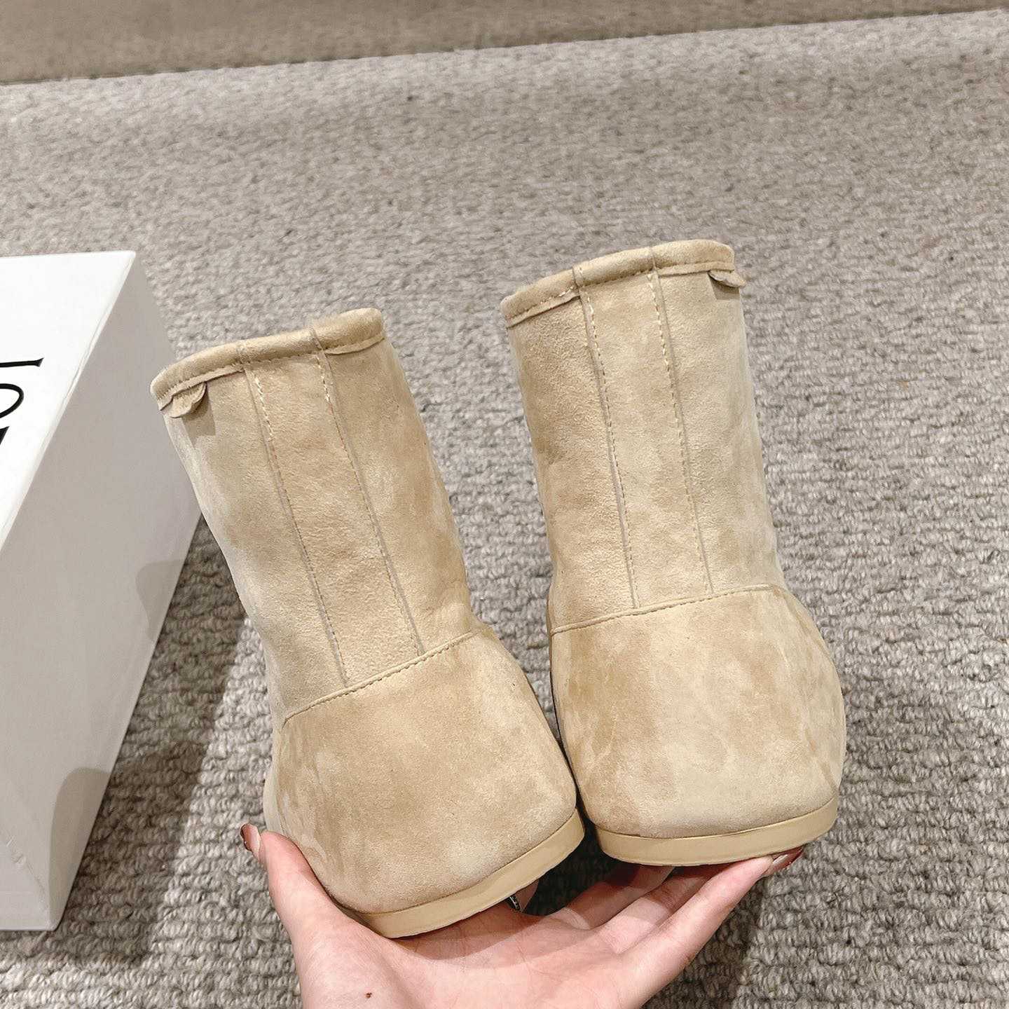 Loewe Lago Boot In Suede And Shearling - 