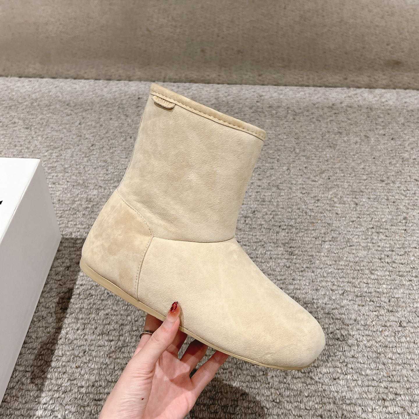 Loewe Lago Boot In Suede And Shearling - 