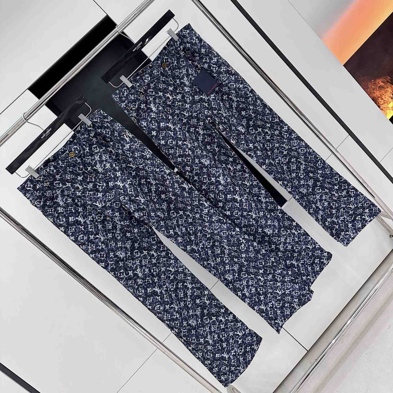Louis Vuitton Monogram Printed Denim Jeans - 