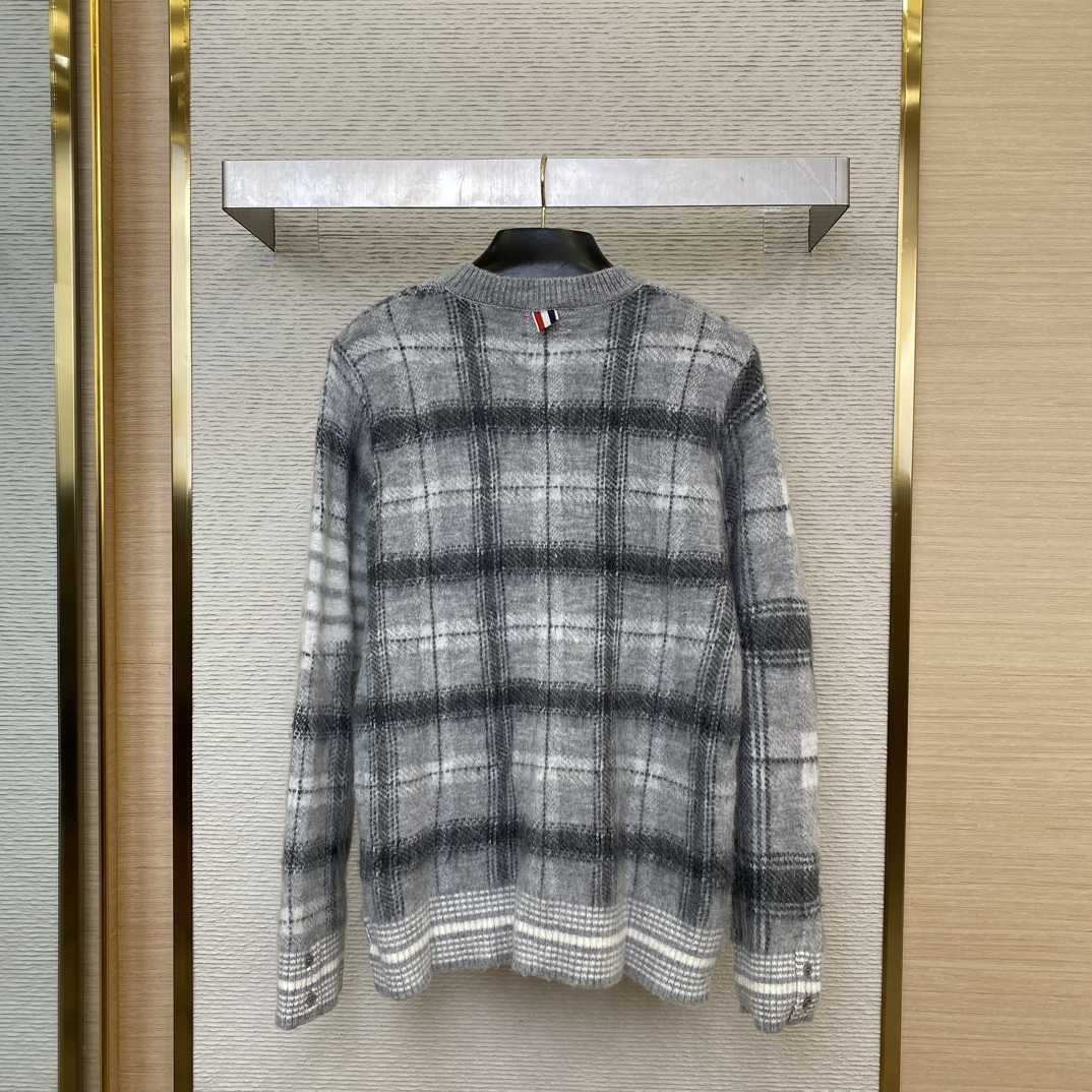 Thom Browne Mohair Check 4-Bar Crewneck - 