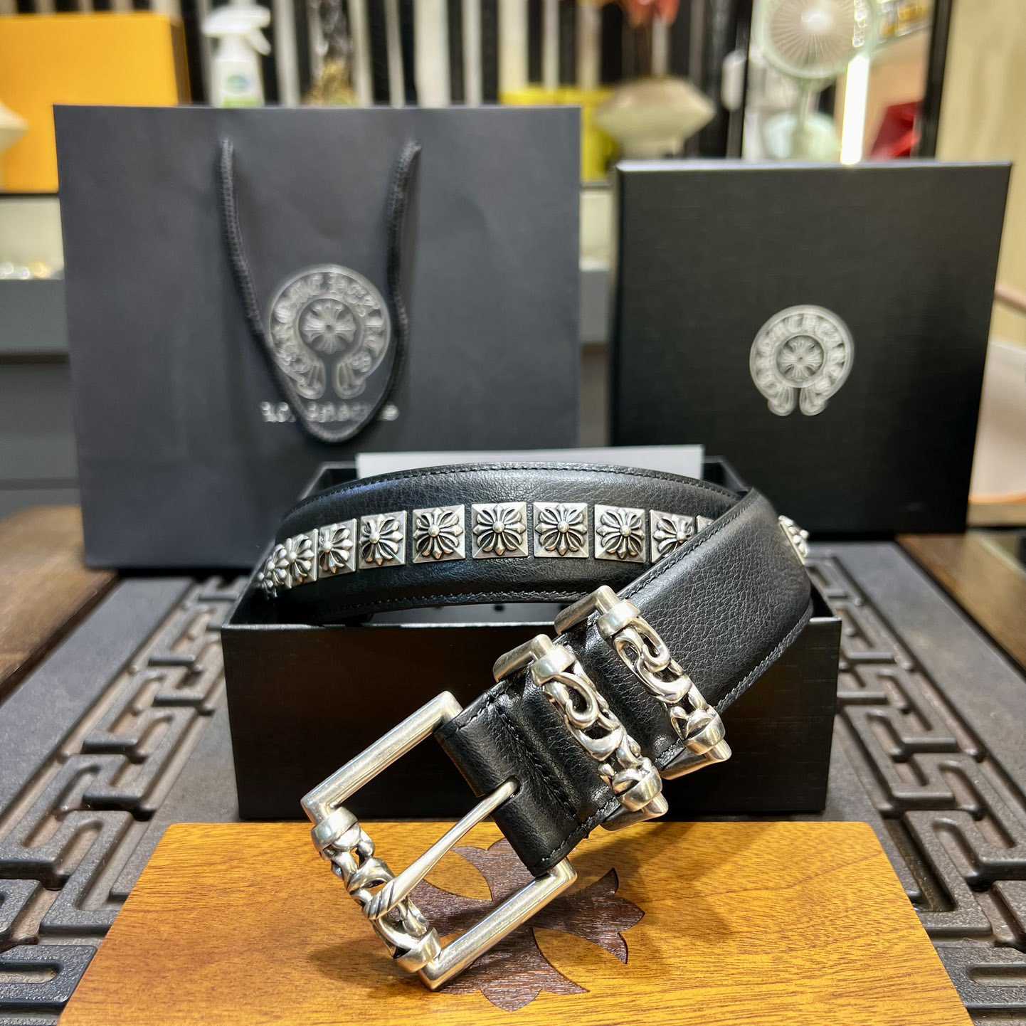 Chrome Hearts Retro Punk Rock Genuine Leather Belt   38MM - 