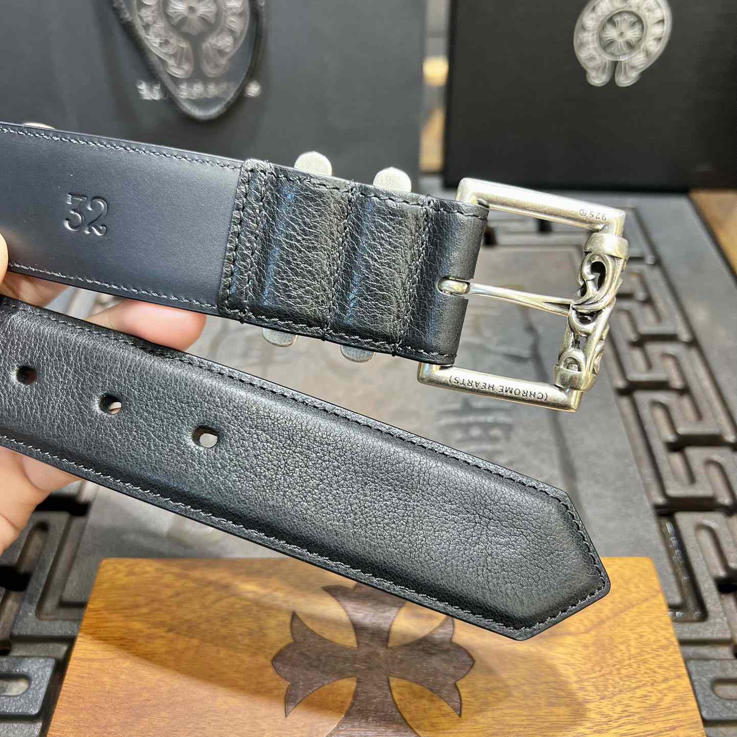 Chrome Hearts Retro Punk Rock Genuine Leather Belt   38MM - 