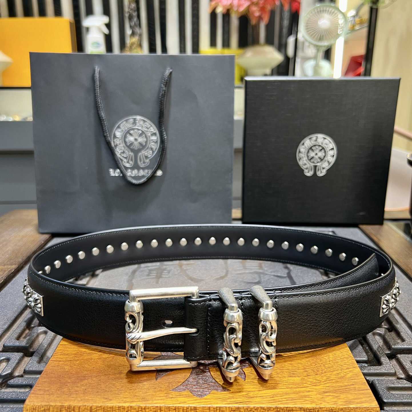 Chrome Hearts Retro Punk Rock Genuine Leather Belt   38MM - 