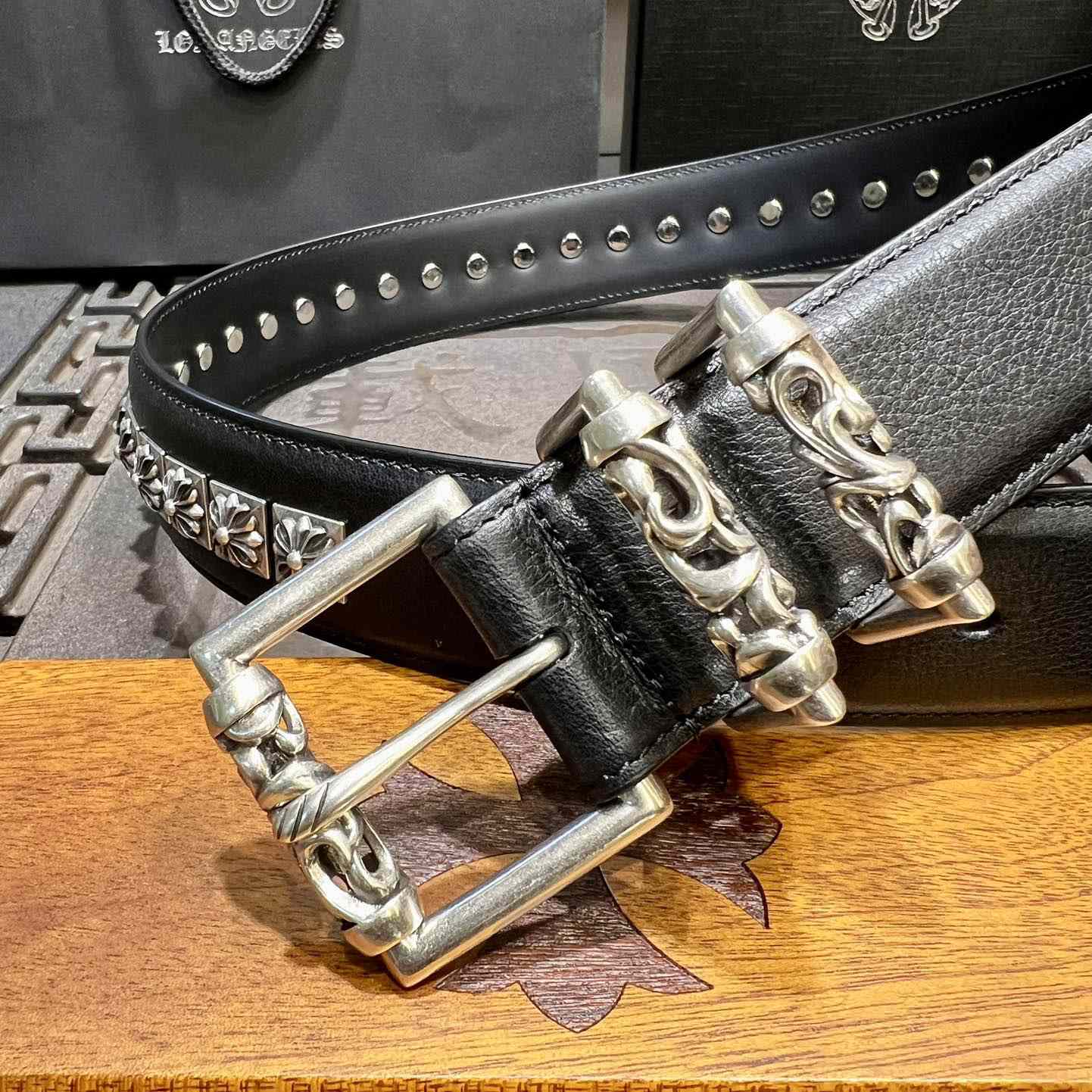 Chrome Hearts Retro Punk Rock Genuine Leather Belt   38MM - 