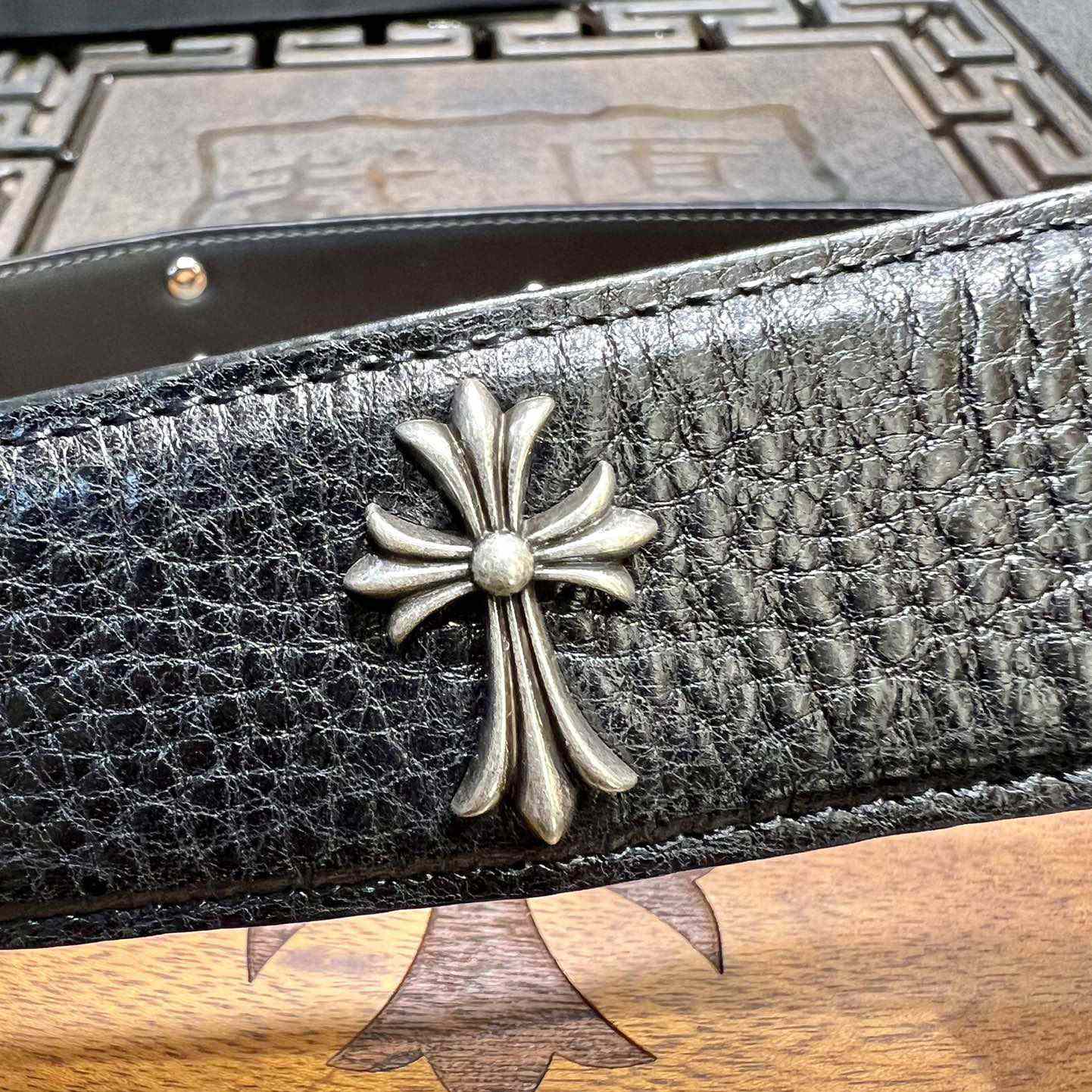 Chrome Hearts Retro Punk Rock Genuine Leather Belt   38MM - 