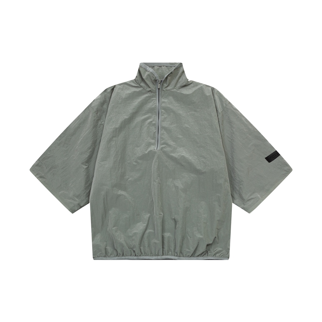 Fear of God Essentials Crinkle Nylon Half Zip Short-Sleeve Shirt - 