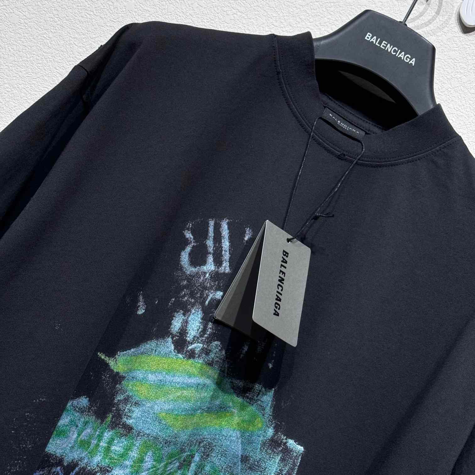 Balenciaga DIY Imprint T-Shirt In Washed Black Vintage Jersey - 