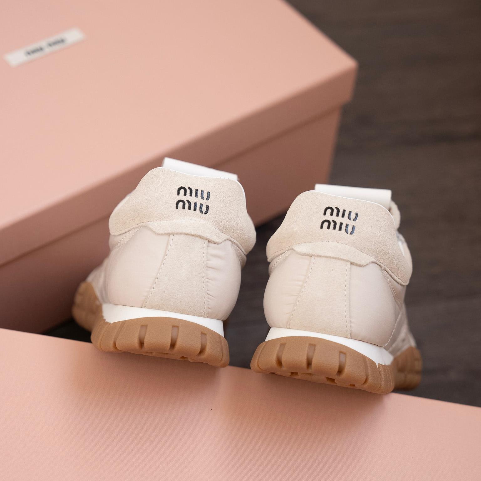 Miu Miu Tyre Technical Fabric And Suede Sneakers - 