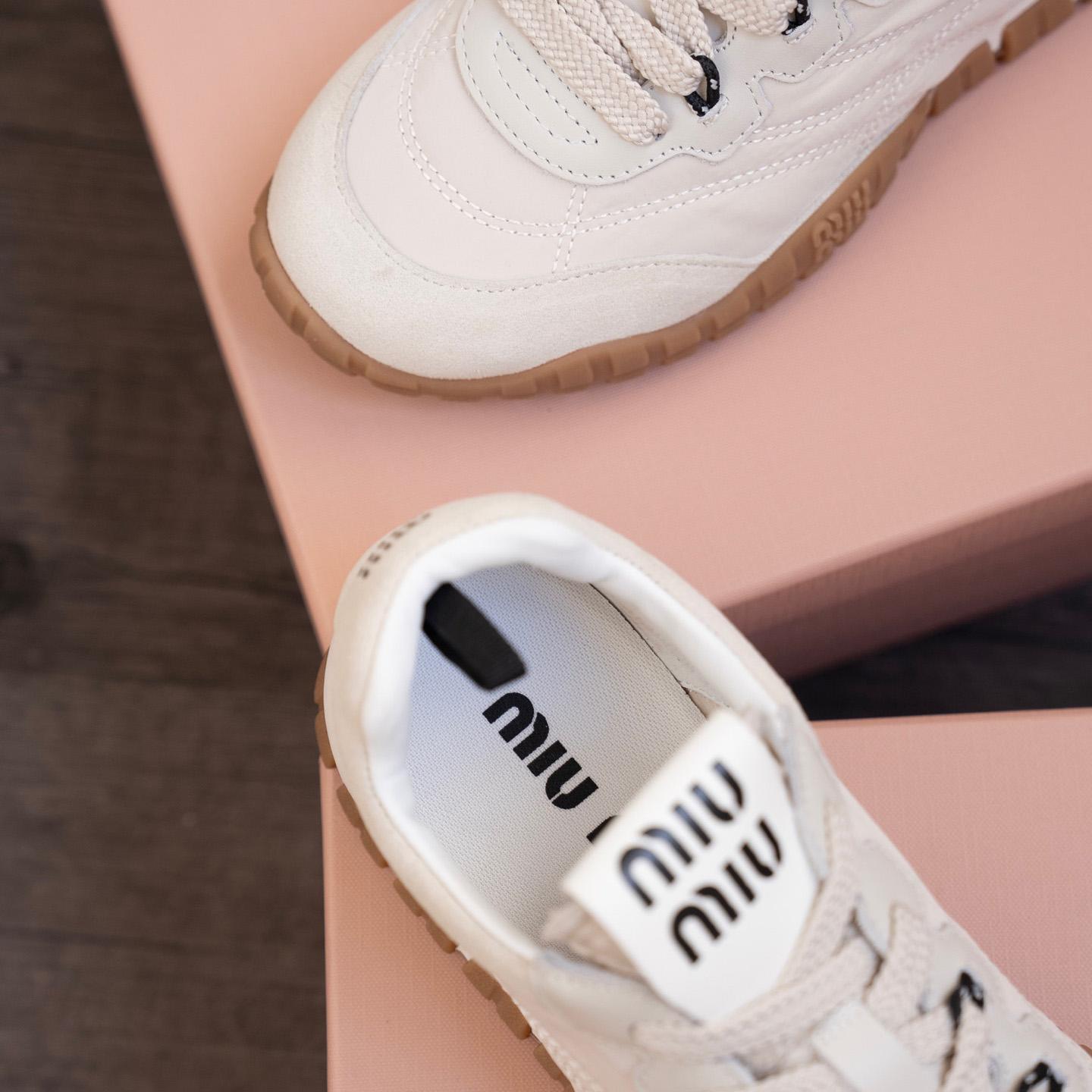 Miu Miu Tyre Technical Fabric And Suede Sneakers - 