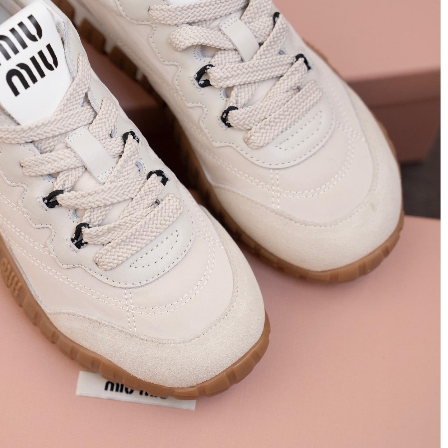 Miu Miu Tyre Technical Fabric And Suede Sneakers - 
