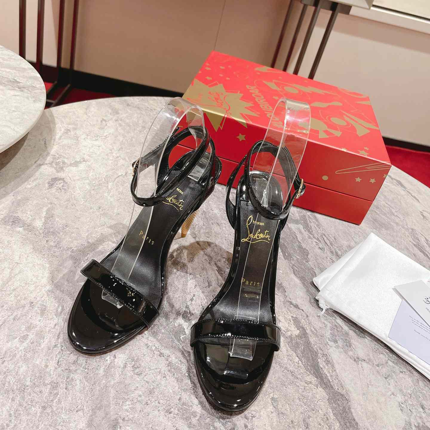 Christian Louboutin Patent Galva Lipqueen 100 Sandals - 