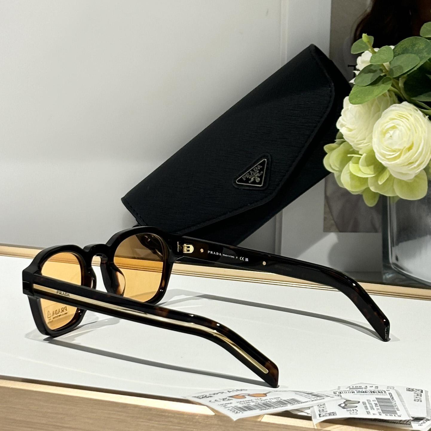 Prada Sunglasses With Iconic Metal Plaque   SPR A16SF - 