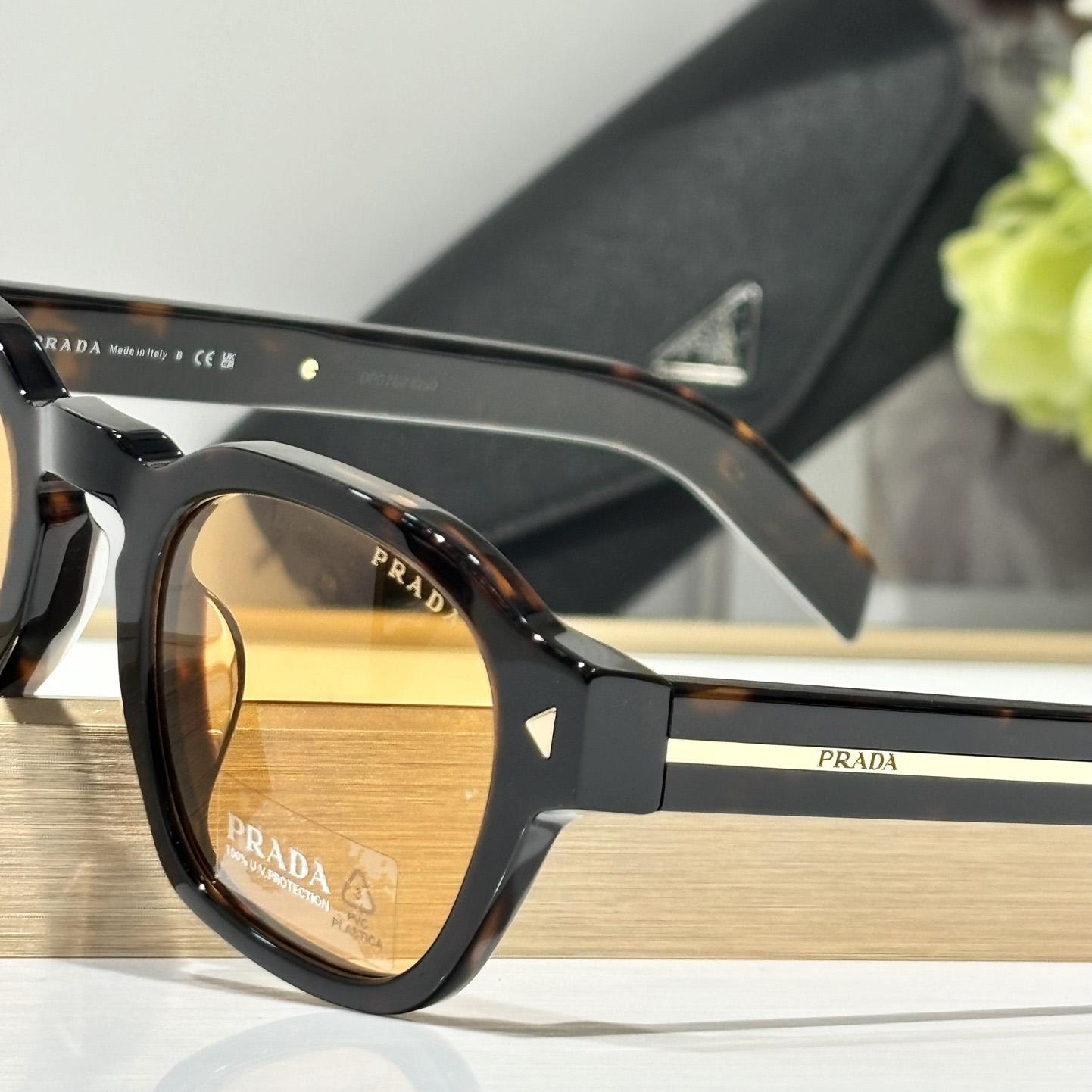 Prada Sunglasses With Iconic Metal Plaque   SPR A16SF - 