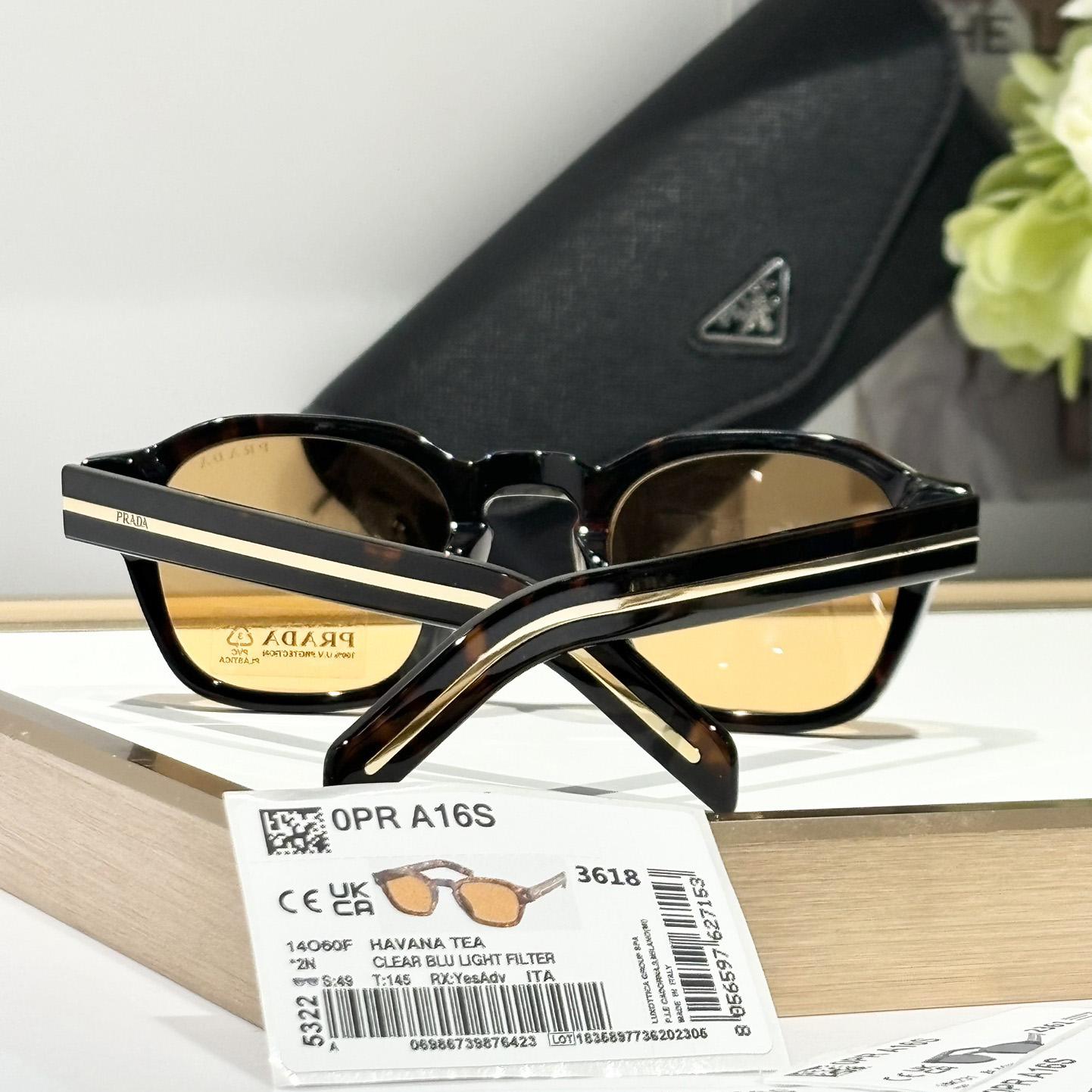 Prada Sunglasses With Iconic Metal Plaque   SPR A16SF - 