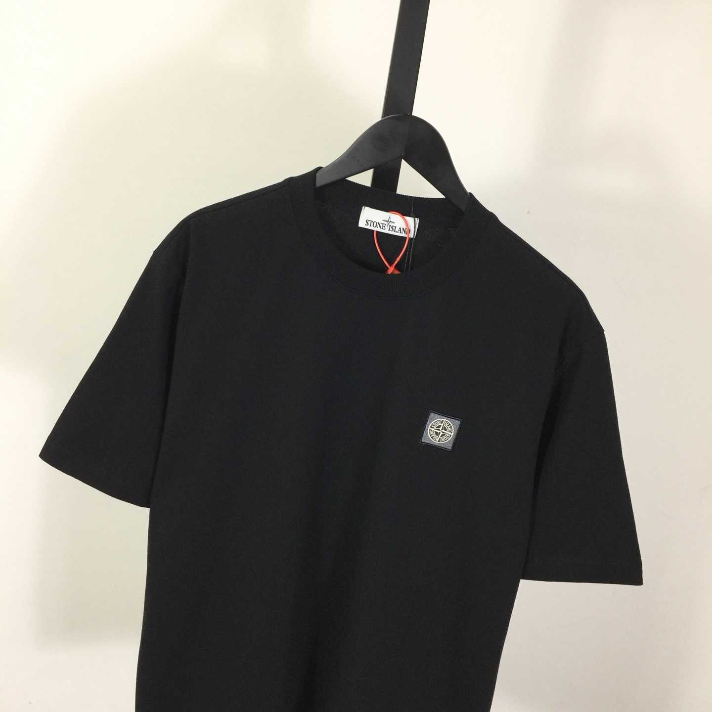 Stone Island Black 2100237 Organic Cotton Jersey 'Fissato' Effect - DesignerGu