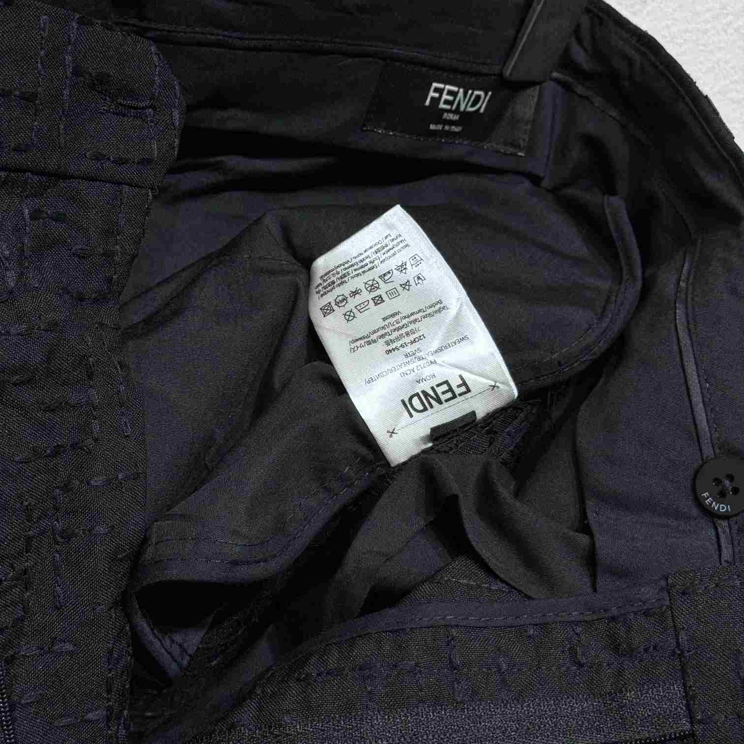 Fendi Black Linen FF jacquard Short - DesignerGu