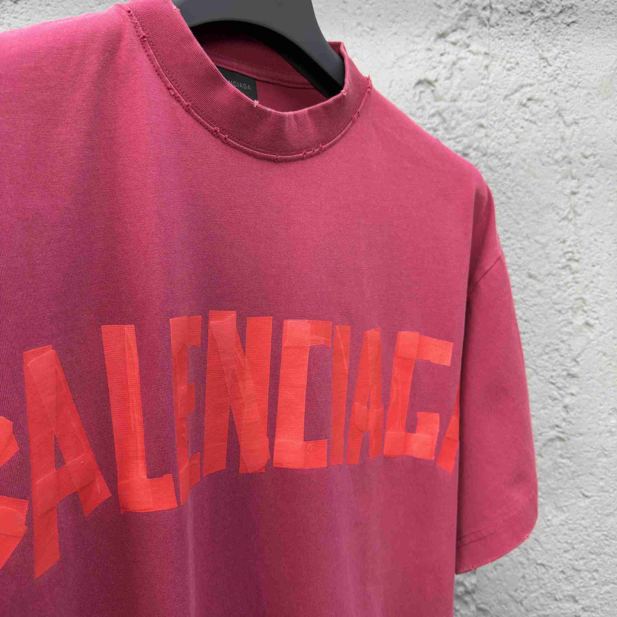 Balenciaga Tape Type T-Shirt Medium Fit In raspberry Dry Jersey - DesignerGu