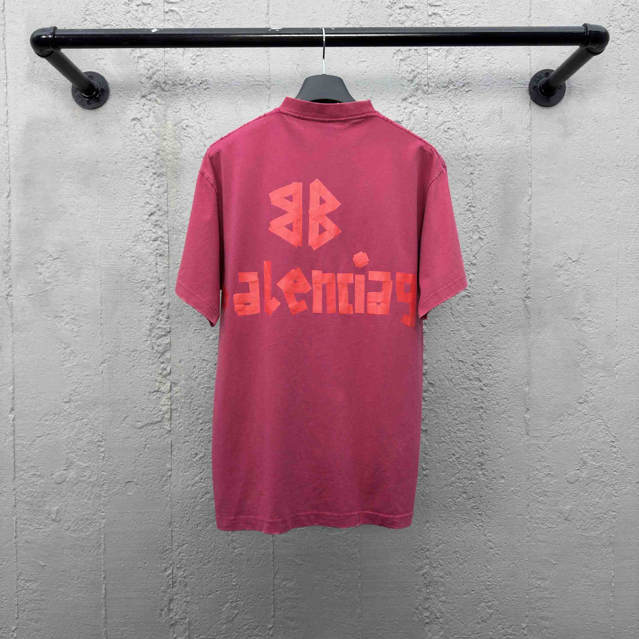 Balenciaga Tape Type T-Shirt Medium Fit In raspberry Dry Jersey - DesignerGu
