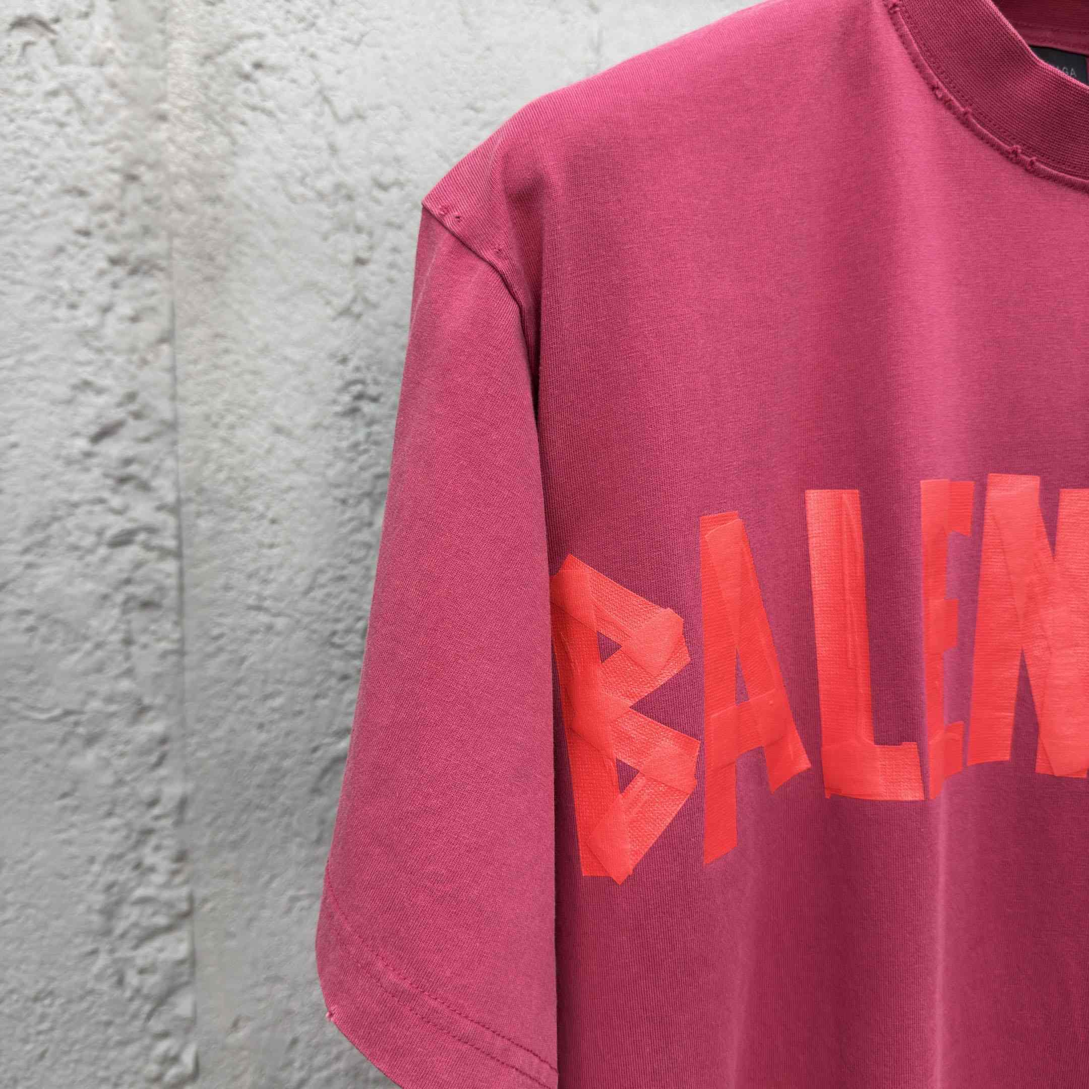Balenciaga Tape Type T-Shirt Medium Fit In raspberry Dry Jersey - DesignerGu