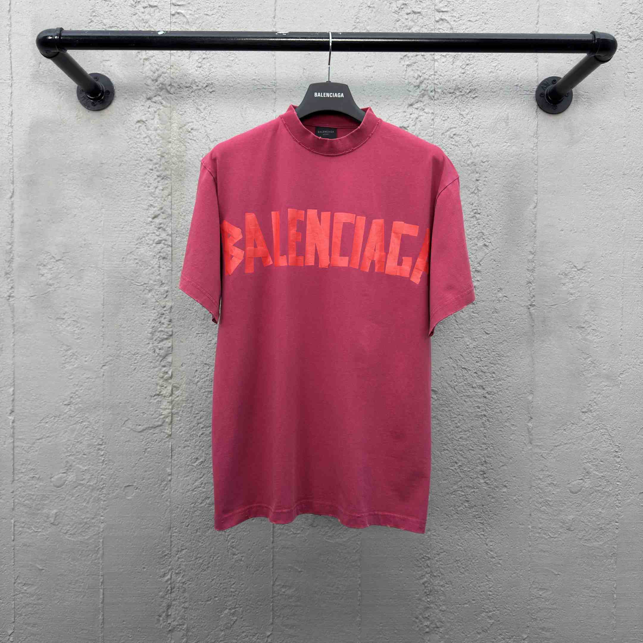Balenciaga Tape Type T-Shirt Medium Fit In raspberry Dry Jersey - DesignerGu