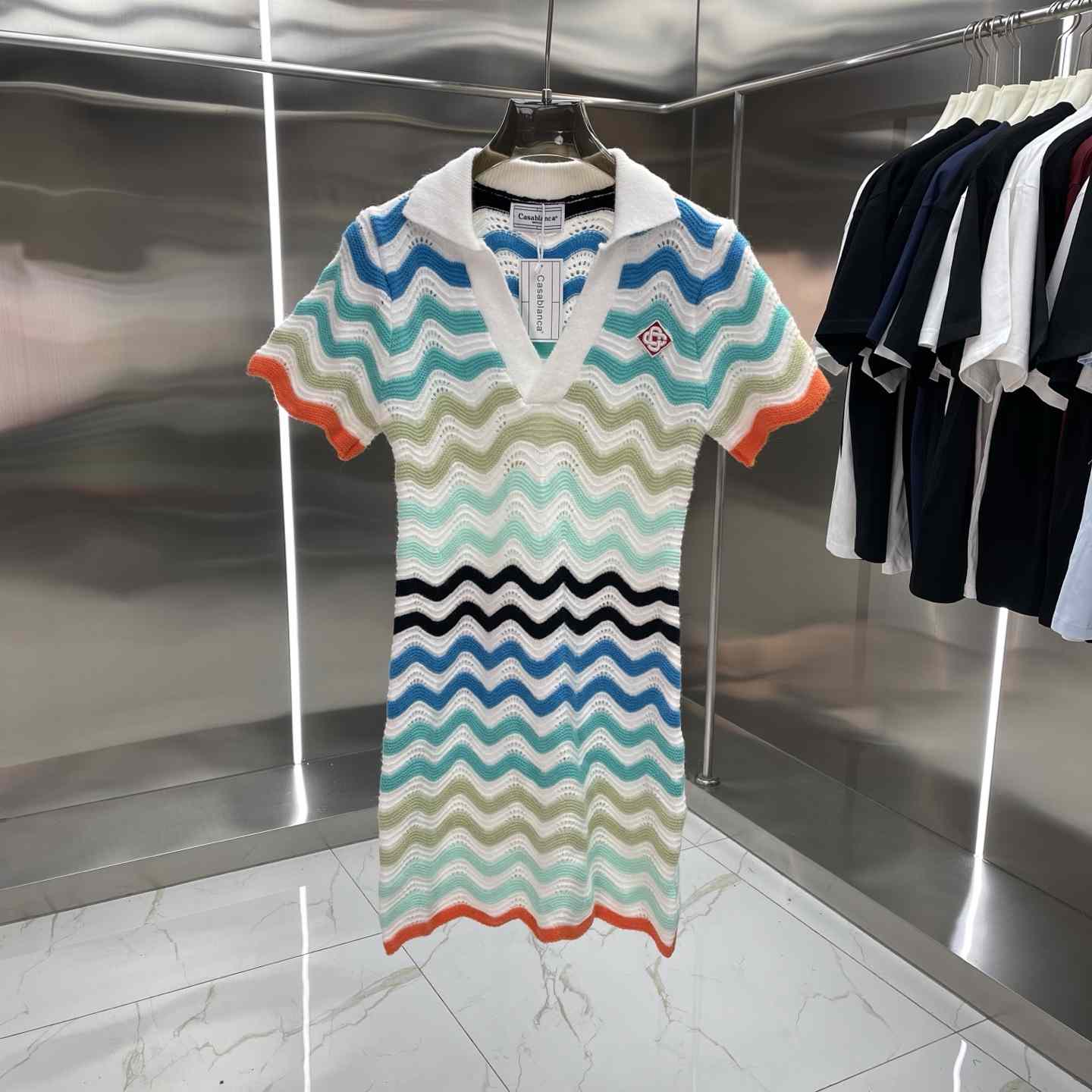 Casablanca Gradient Wave Crochet Mini Dress - DesignerGu