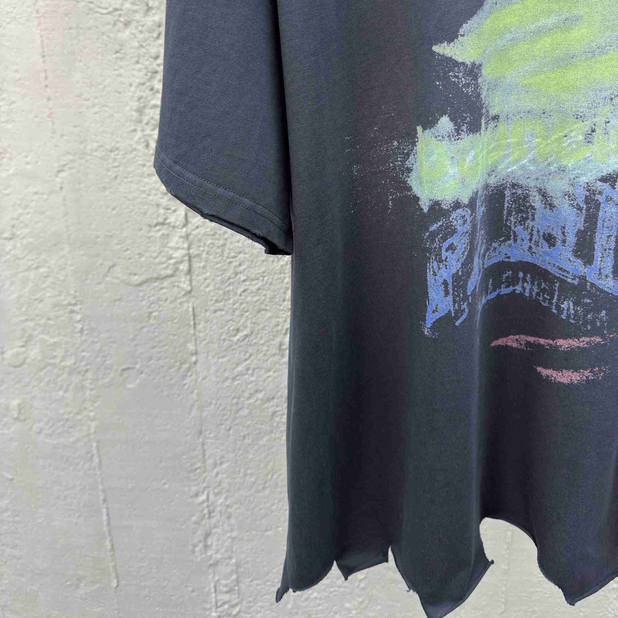 Balenciaga DIY Imprint Cropped T-Shirt In Washed Black Vintage Jersey - DesignerGu