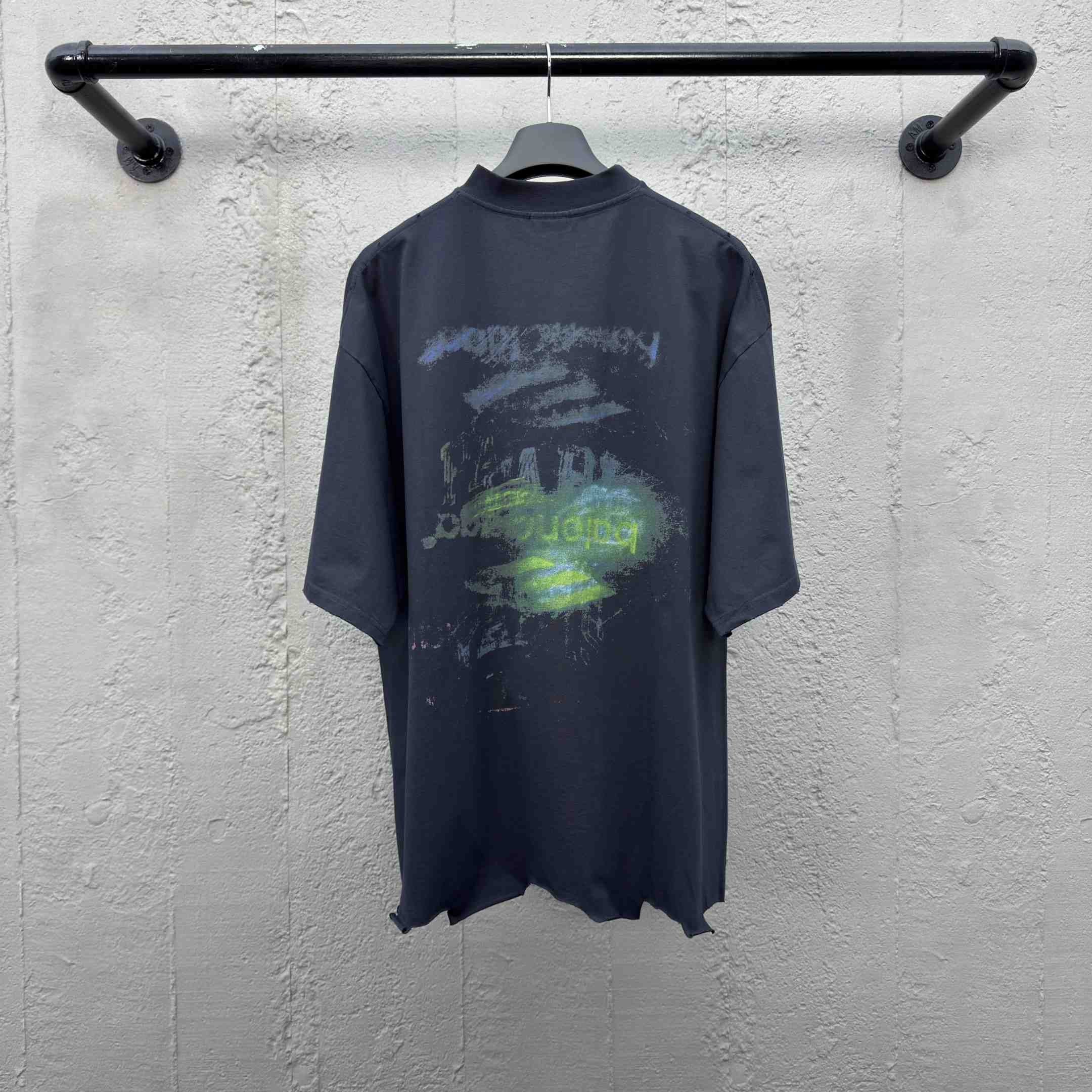 Balenciaga DIY Imprint Cropped T-Shirt In Washed Black Vintage Jersey - DesignerGu