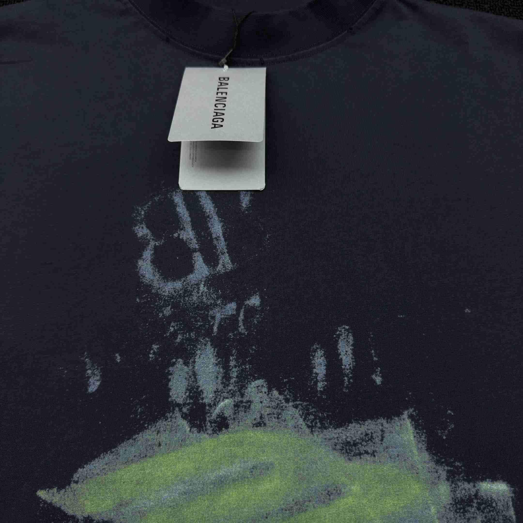 Balenciaga DIY Imprint Cropped T-Shirt In Washed Black Vintage Jersey - DesignerGu