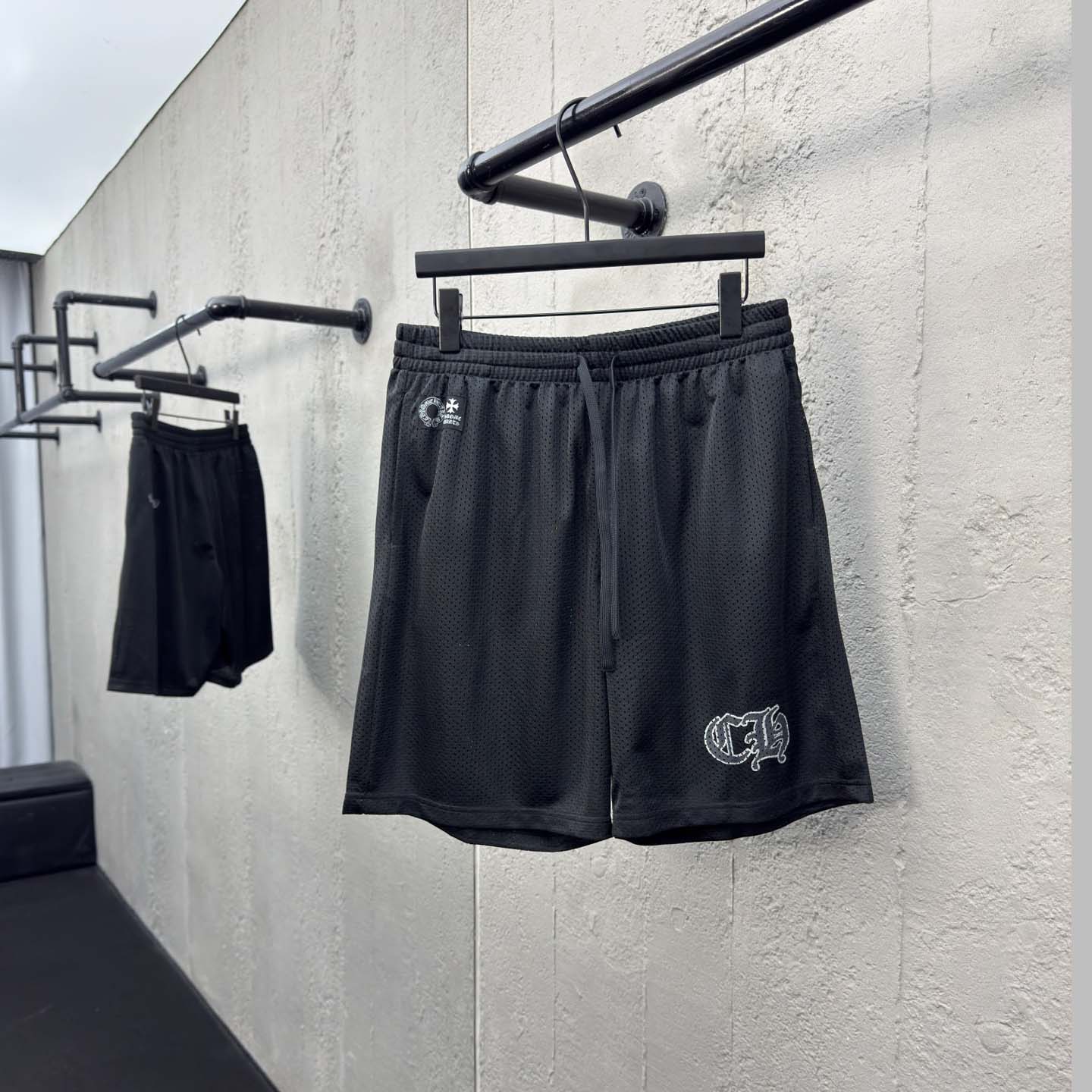 Chrome Hearts Sports Mesh Varsity Shorts Black - DesignerGu