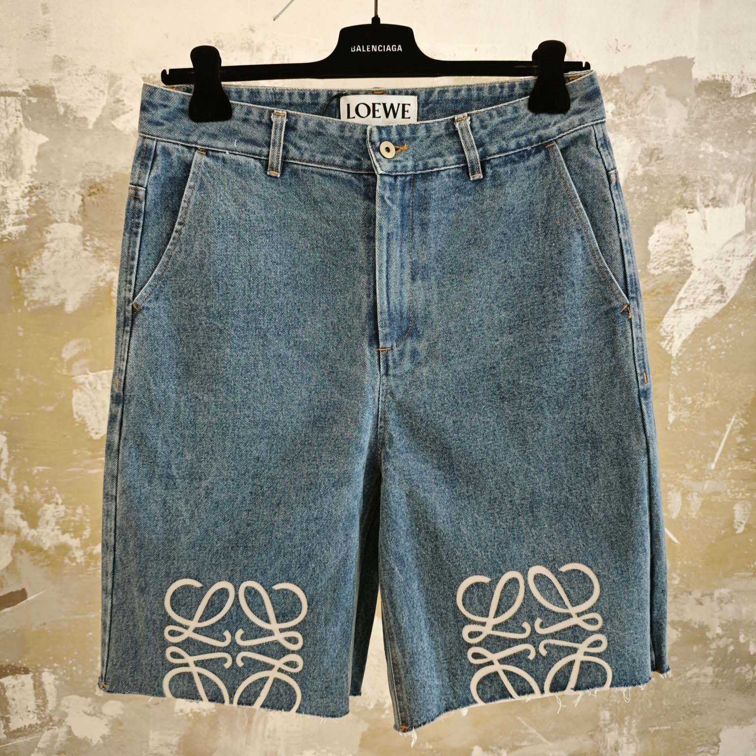 Loewe Anagram Shorts In Denim - DesignerGu