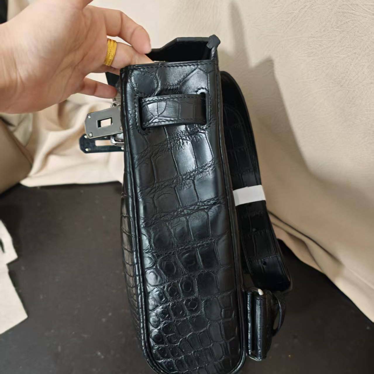 Hermes Hac-a-Dos Beton Croco PHW - DesignerGu