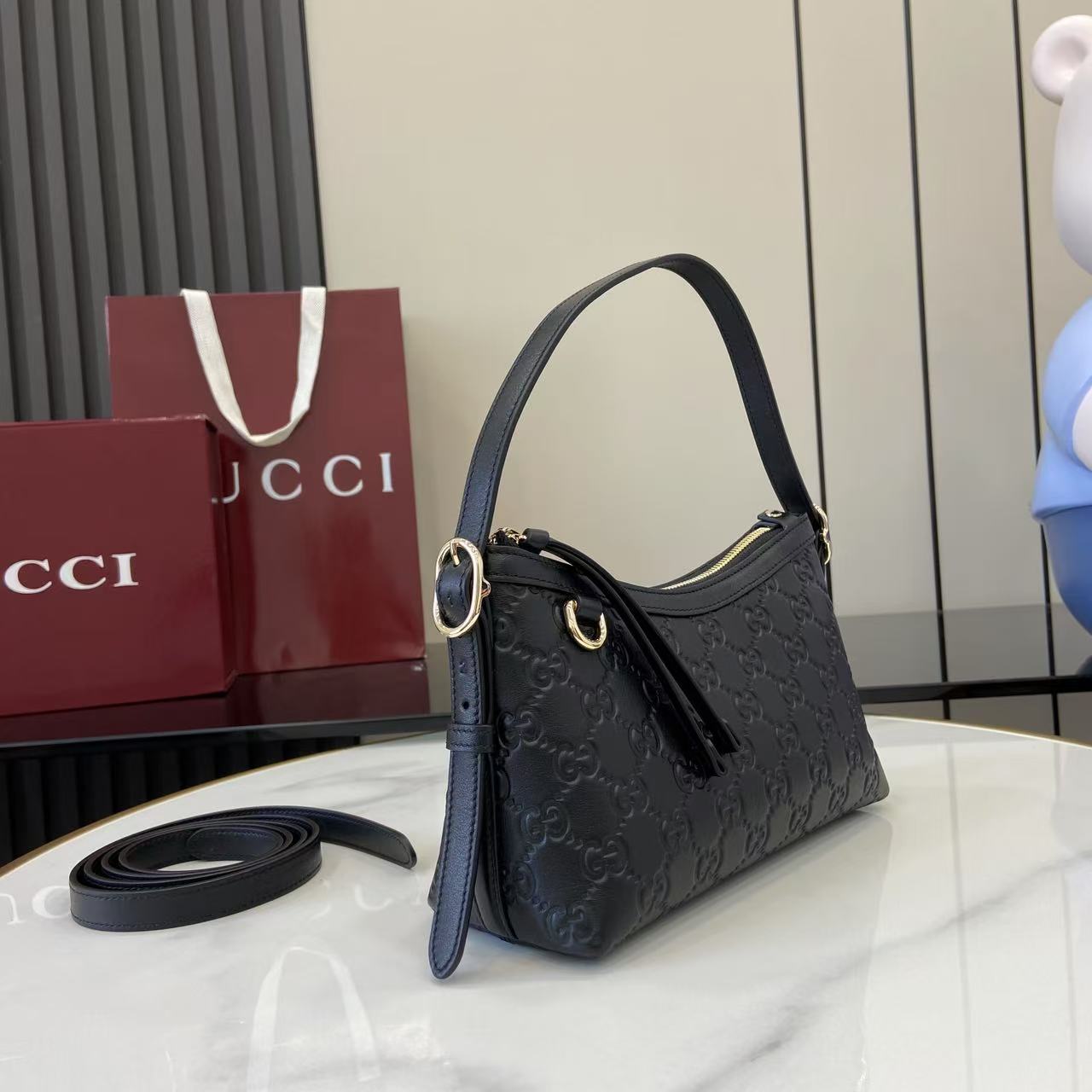 Gucci GG Emblem Small Shoulder Bag - DesignerGu