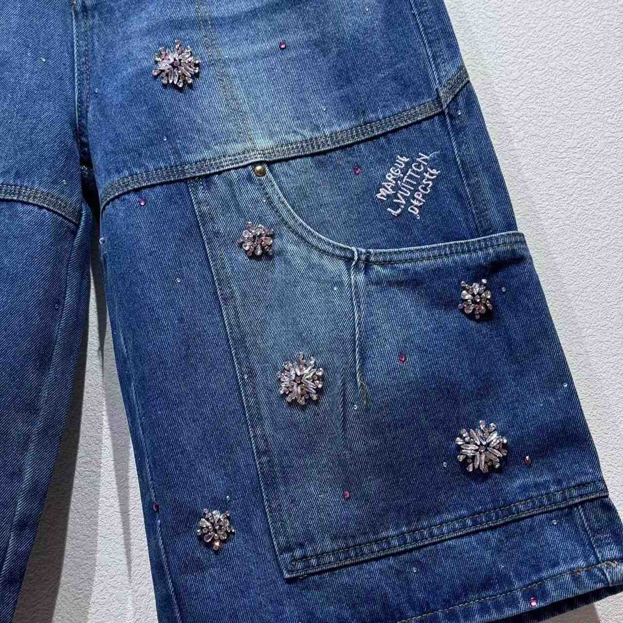 Louis Vuitton Embroidered Denim Workwear Shorts   1AILTW - DesignerGu