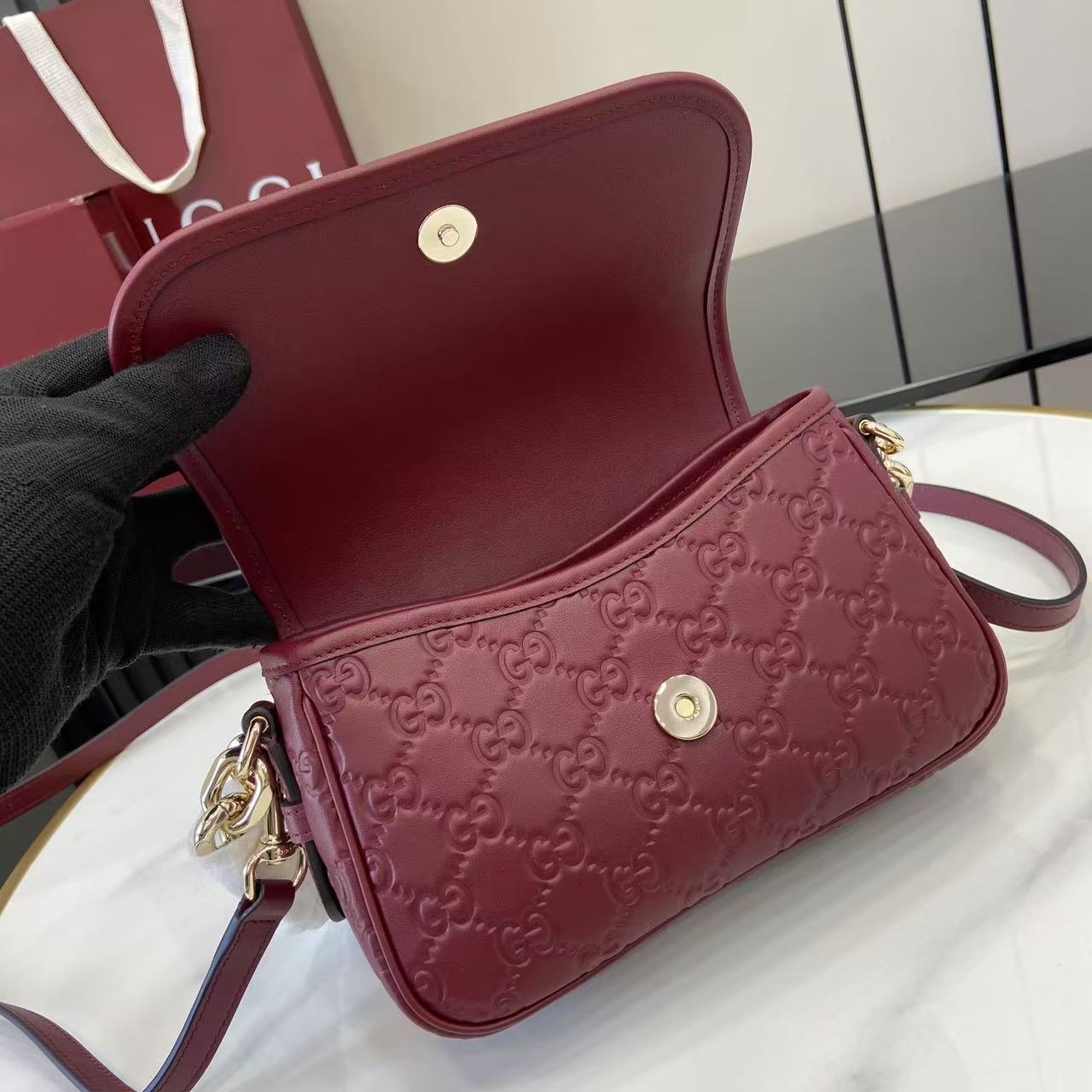 Gucci GG Emblem Small Shoulder Bag - DesignerGu