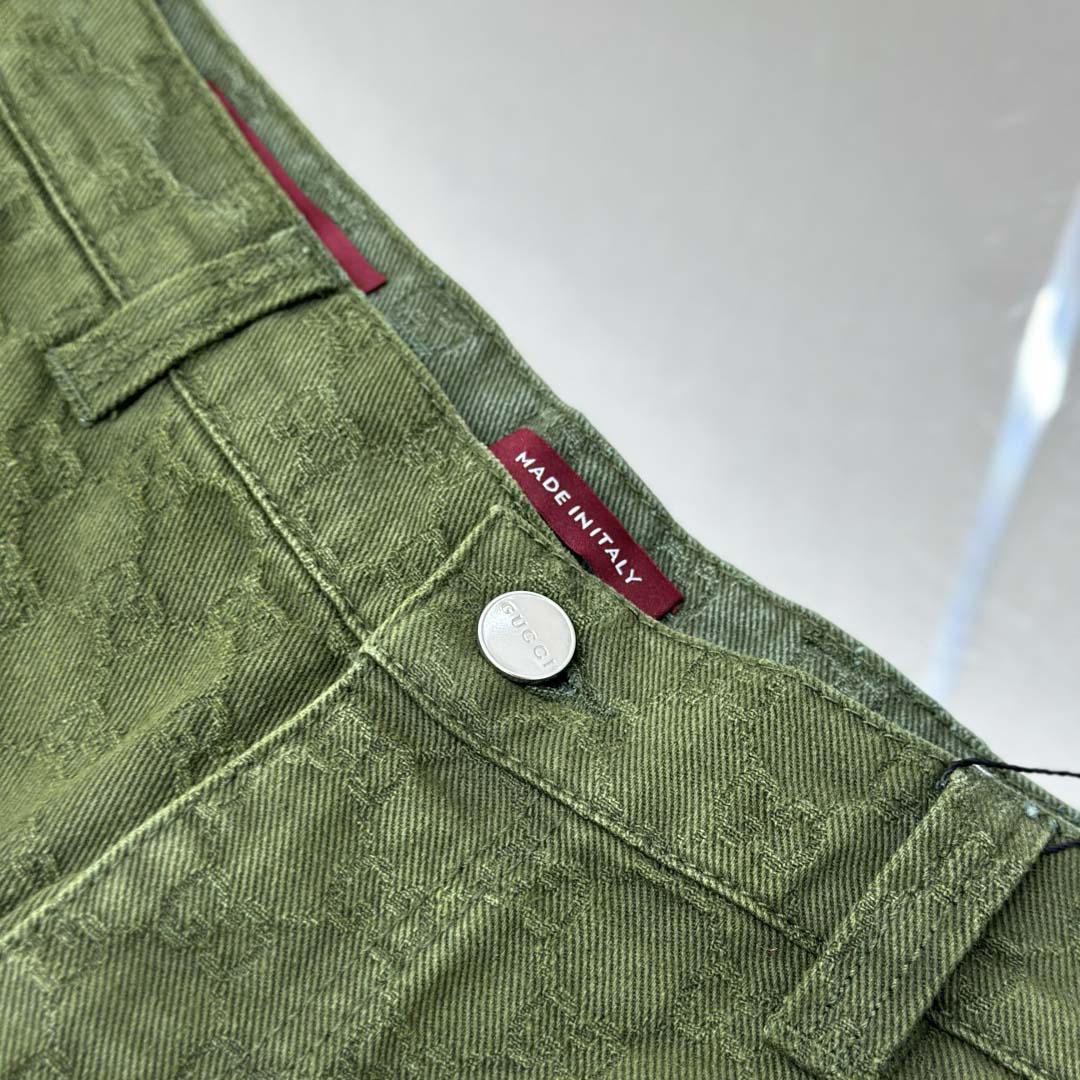 Gucci Bleached GG Cotton Denim Jacquard Shorts - DesignerGu