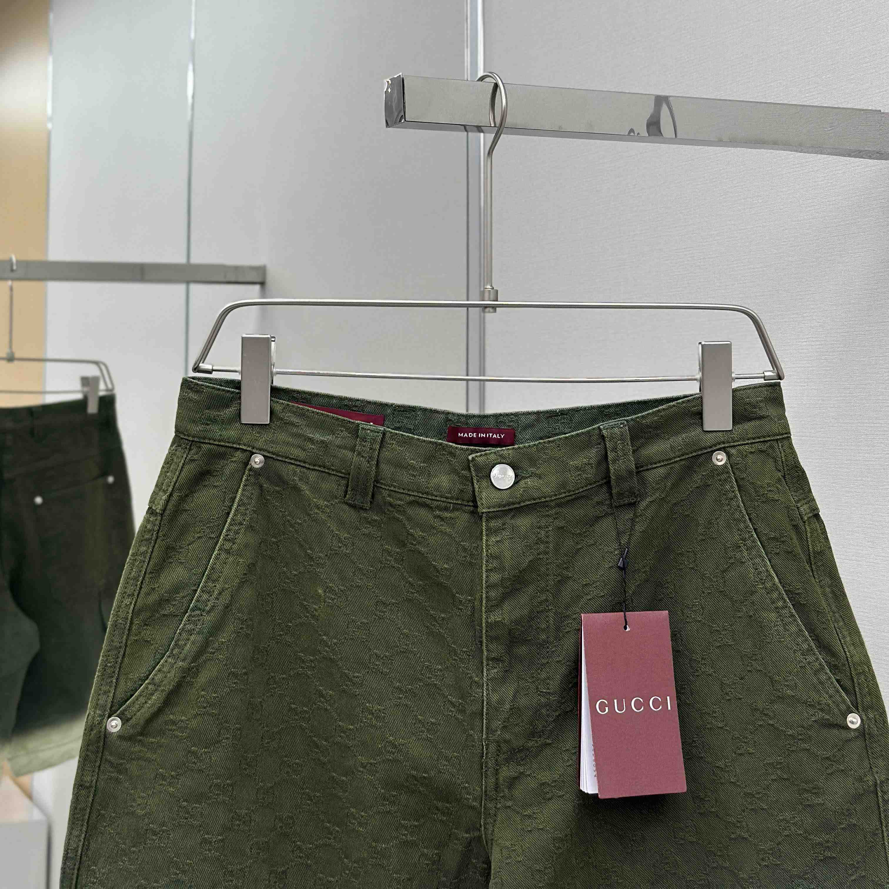 Gucci Bleached GG Cotton Denim Jacquard Shorts - DesignerGu
