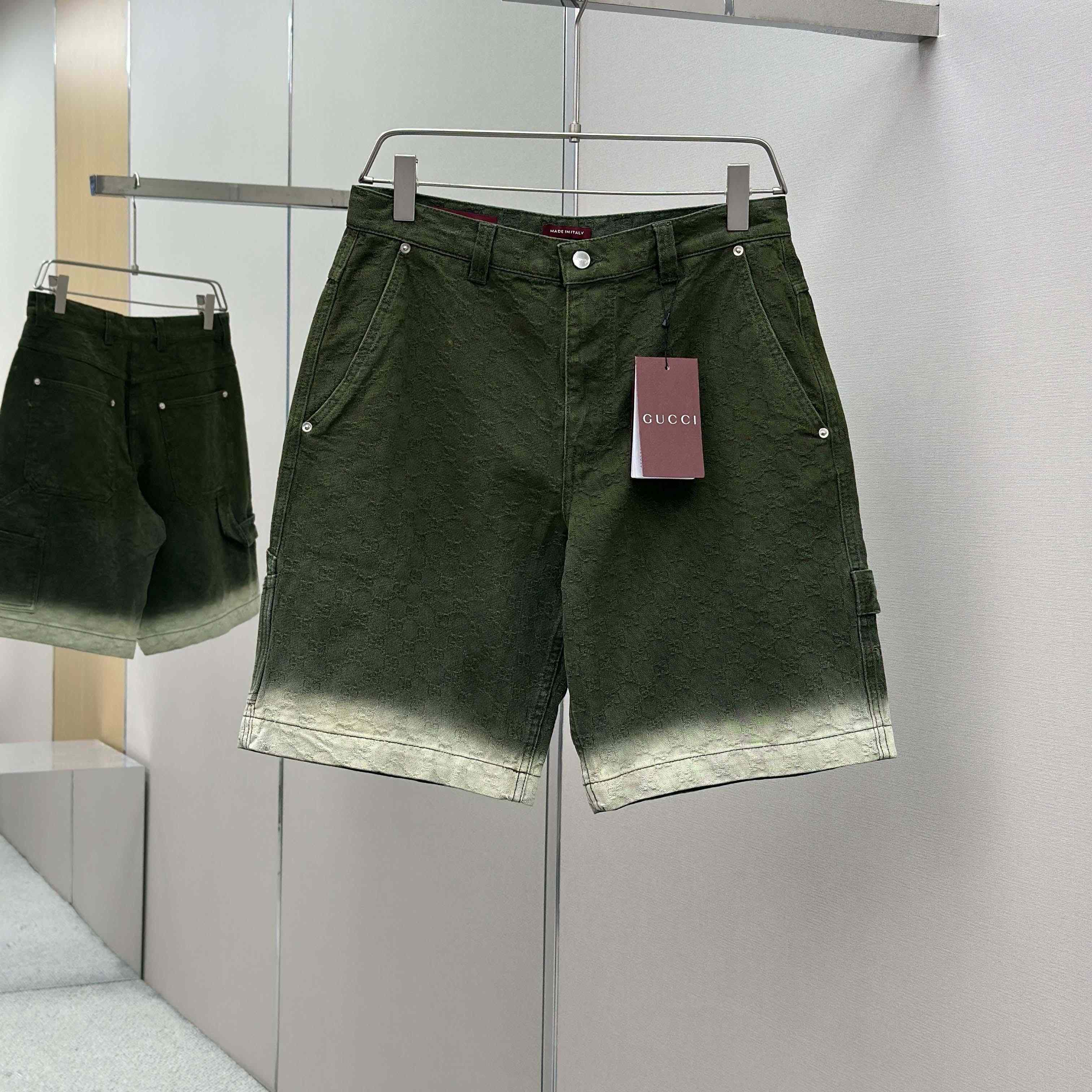 Gucci Bleached GG Cotton Denim Jacquard Shorts - DesignerGu