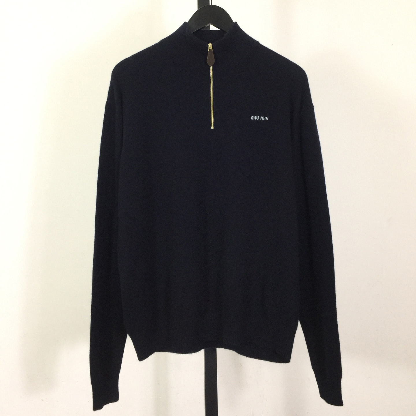 Miu Miu Cashmere And Leather Zipper Sweater - DesignerGu